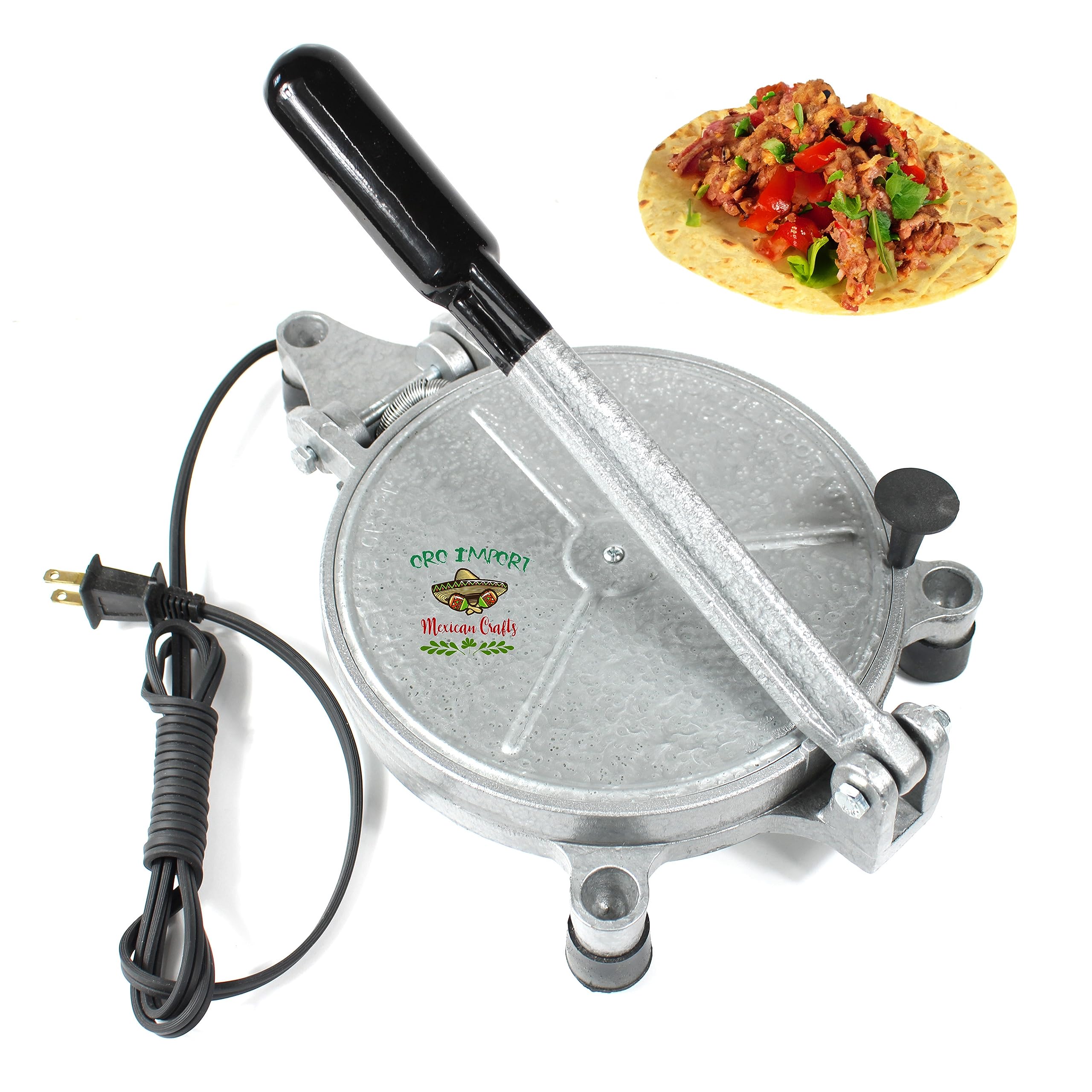 Electric Tortilla Press Maker - 8 Inch Chapati, Roti & Burrito Dough Press Machine for Home & Restaurant Use | Perfect for Mexican, Indian & Middle Eastern Cuisine