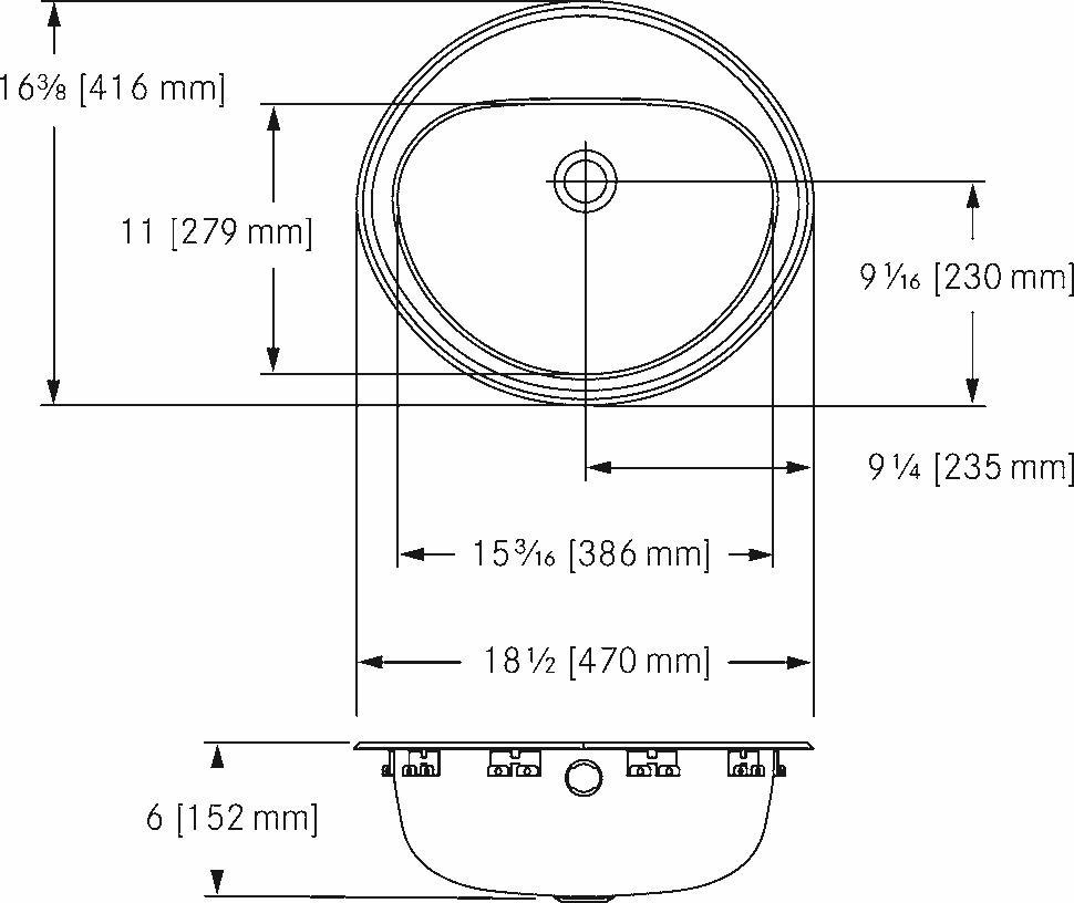 1 Hole Drop-In Bathroom Sink - Stainless Steel V1619 6 1 Franke - Perfect for Modern Bathrooms & Powder Rooms