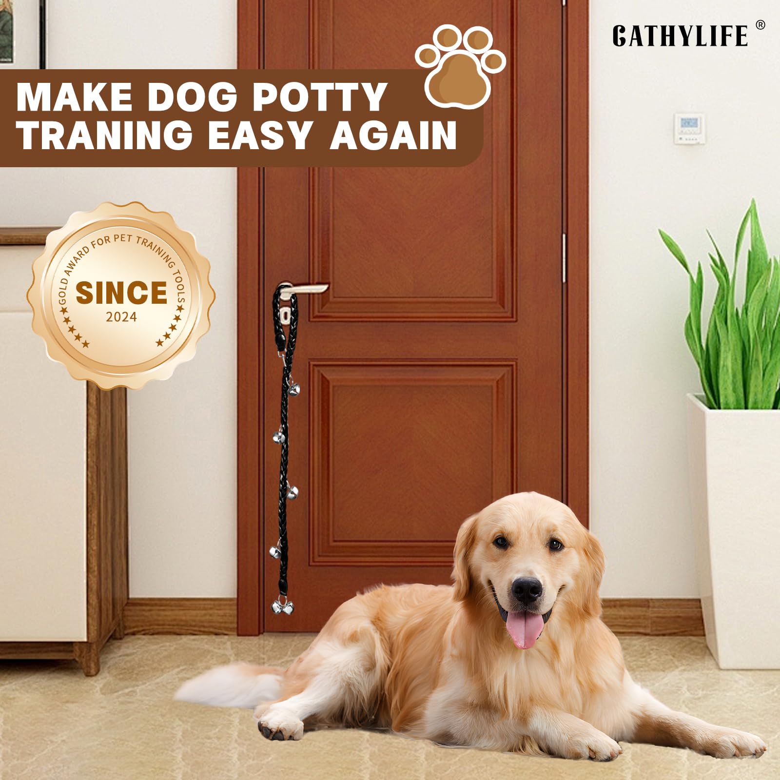 **Dog Training Doorbells for Potty Training - Extra Loud Faux Leather Puppy Door Bells, Hand-Woven Dog Bells for Door Knob - Perfect for Housebreaking & Outdoor Training (Black Twist) - Great for Small, Medium & Large Dogs**