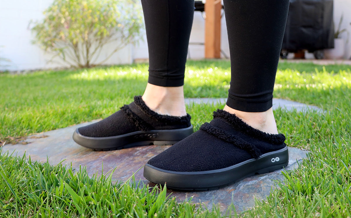 Women's OOcoozie Mule Shoes - Comfortable Slip-On Black House Slippers for Relaxing at Home, Lounging & Indoor Wear