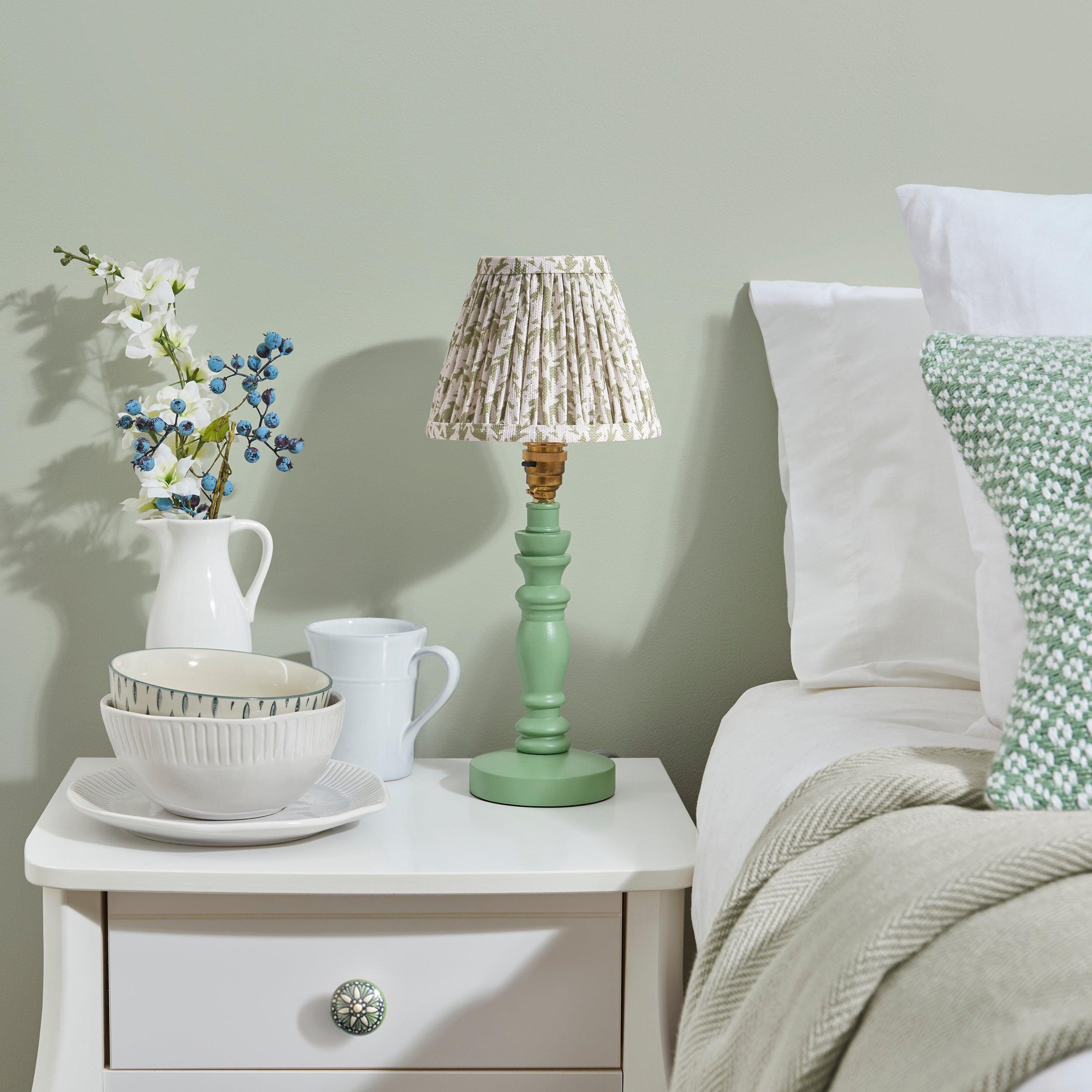 Bibury Green Table Lamp with 16cm Leaf Herb Garden Shade - Perfect for Home Office, Bedroom, and Living Room Decor