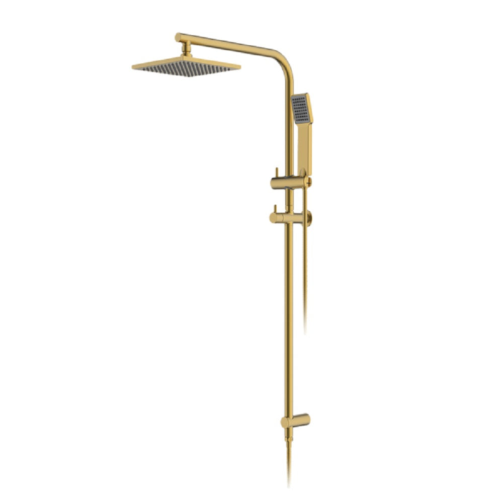 Abey Gareth Ashton Square Overhead Shower & Handshower Set in Brushed Brass - Modern Bathroom Fixture for Luxurious Spa Experience | RHB08 BB