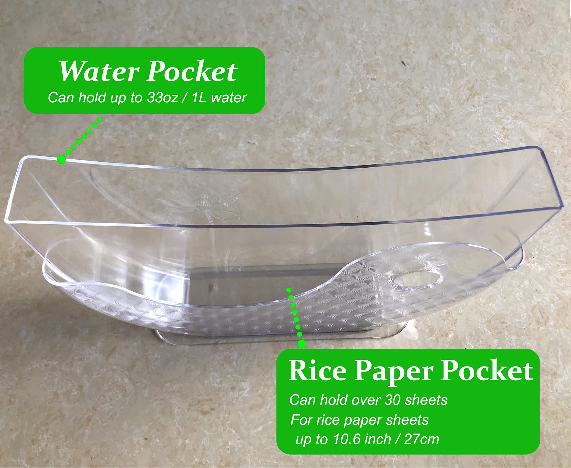 Premium Rice Paper Spring Roll Wrappers - Water Bowl Holder for Soaking & Making Fresh Summer Rolls, Egg Rolls (Rice Paper Not Included) | Perfect for Vietnamese Cuisine, Asian Cooking & Healthy Meal Prep