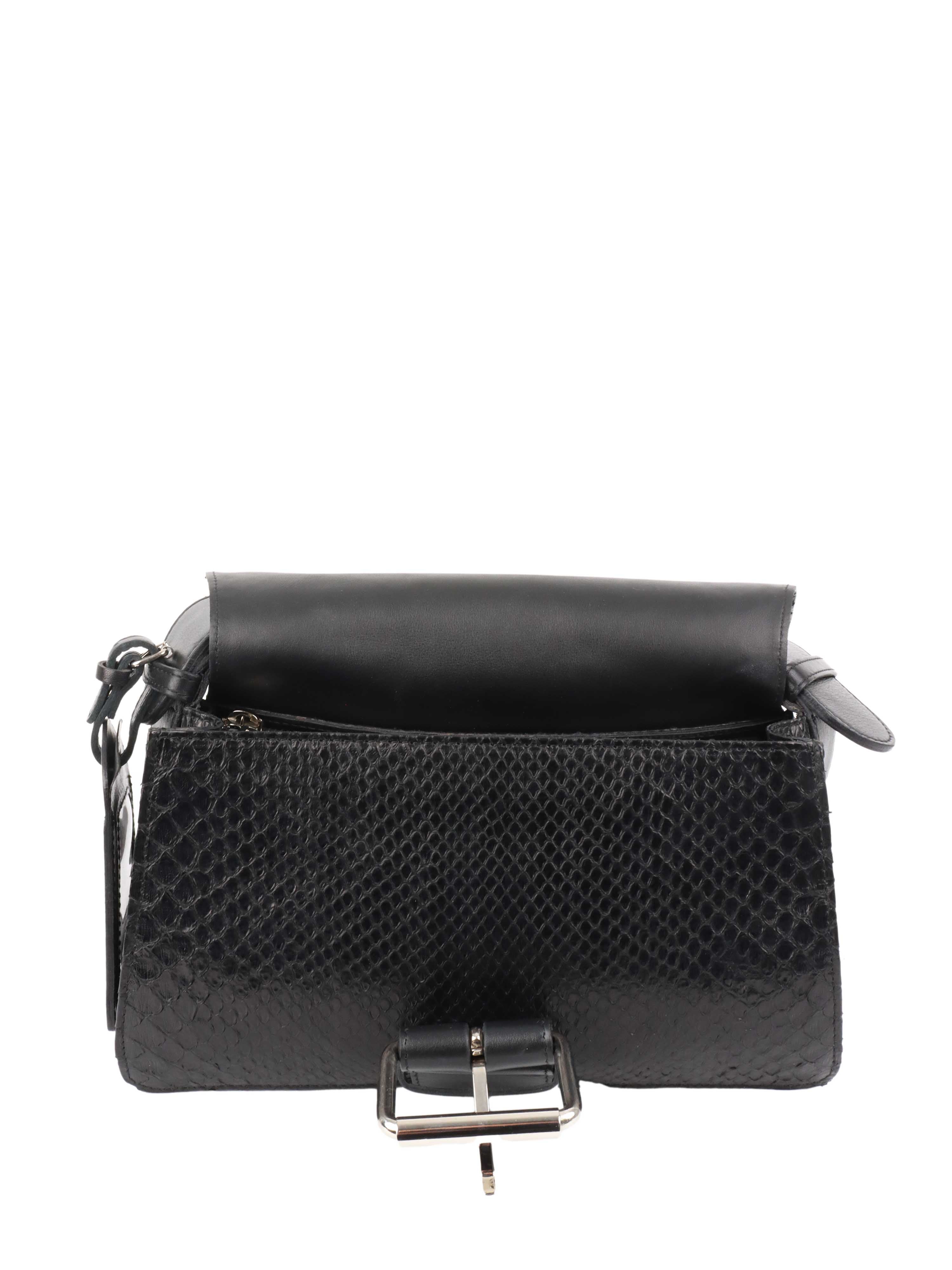Chloe Black Python Leather Shoulder Bag for Women - Luxury Designer Handbag for Work, Travel & Evening Events