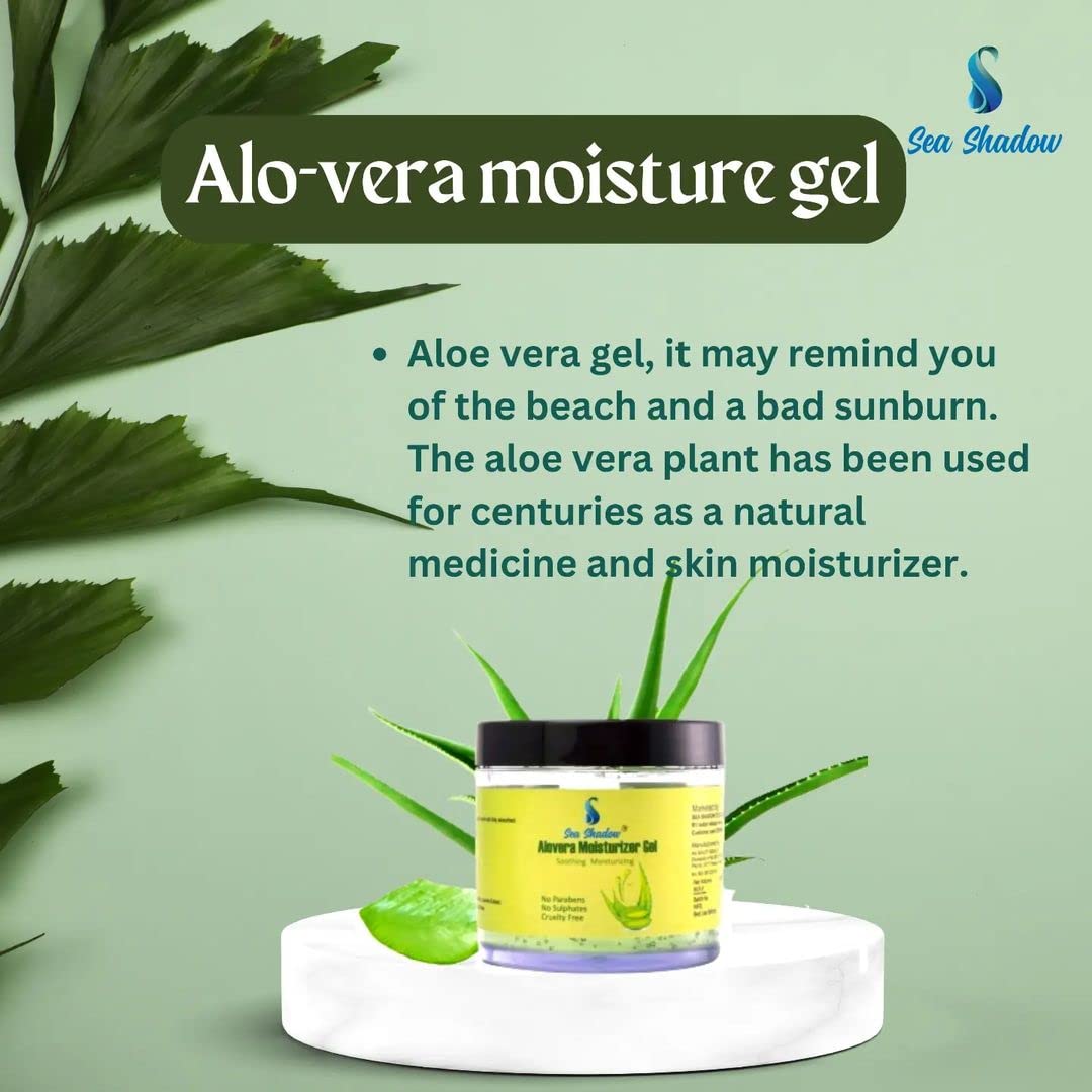 SEA SHADOW Pure Aloe Vera Gel for Face & Body - Hydrating, Moisturizing, Soothing Skin Care Treatment | 100ml Multipurpose Gel for Sunburn Relief, After Shave, Hair Mask & Dry Skin | Perfect for Daily Skincare Routine & Travel