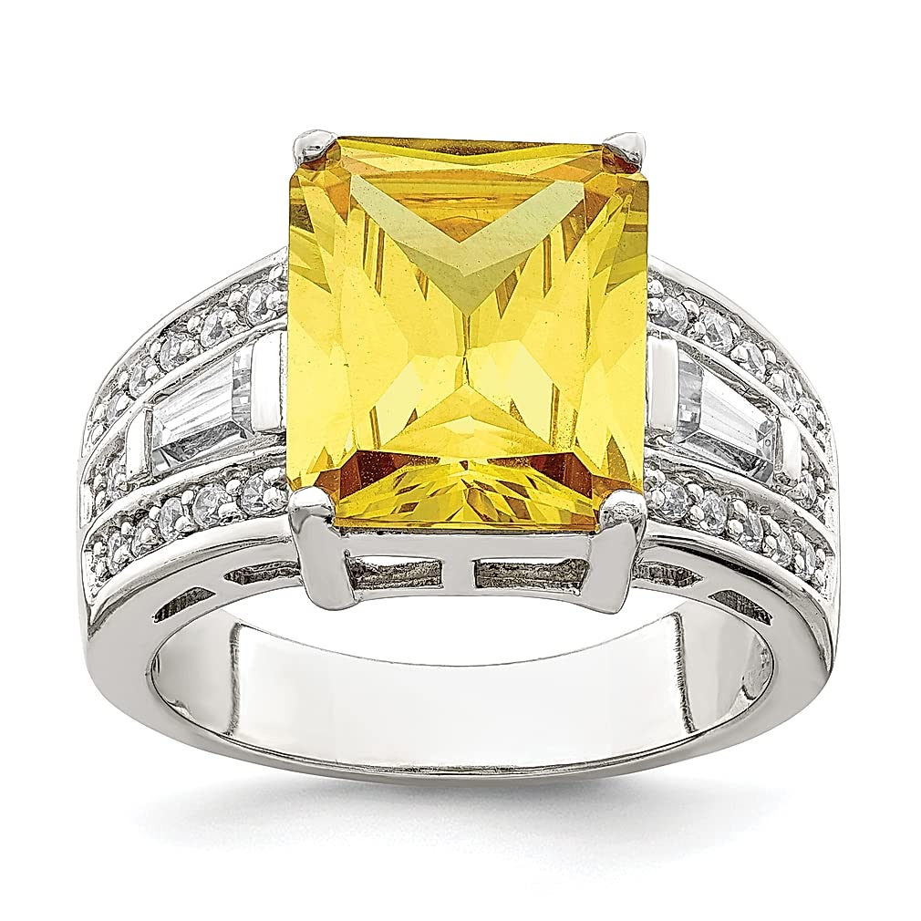 925 Sterling Silver Yellow & Clear Cubic Zirconia CZ Band Ring for Women - Elegant Fine Jewelry Gift for Her - Perfect for Weddings, Anniversaries & Special Occasions