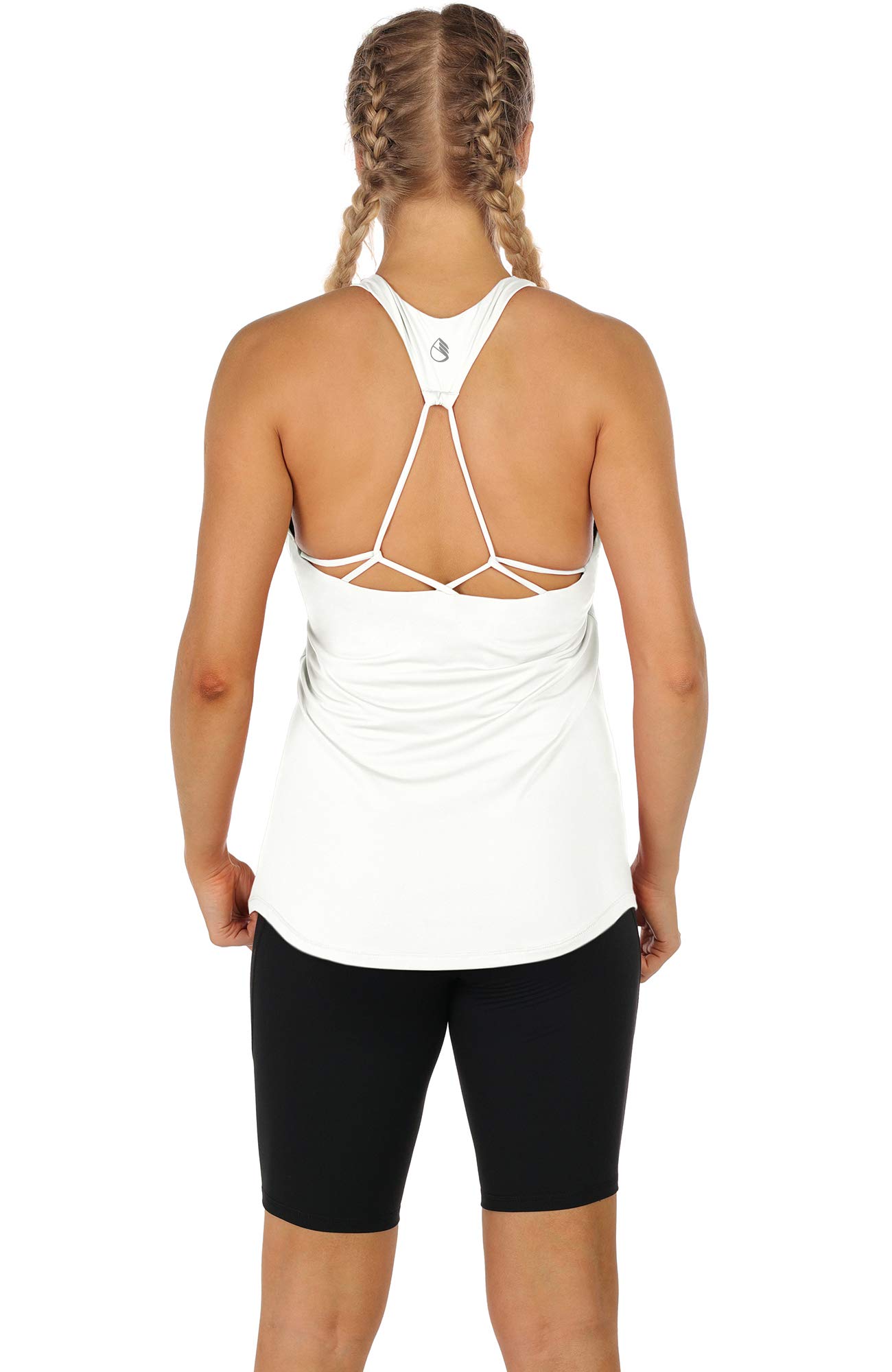 Icyzone Women's Built-in Bra Workout Tank Tops - Strappy Athletic Yoga Shirts for Running, Gym & Exercise | Comfortable Fitness Apparel for Yoga, Pilates & Active Lifestyles