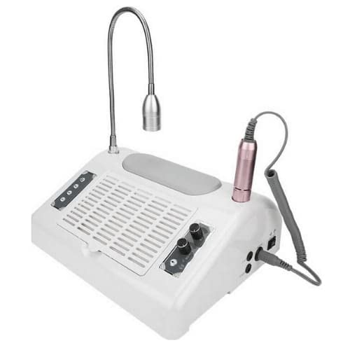 Geniusmeter® 5-in-1 Nail Dust Collector & Polishing Machine - 30000RPM High Speed Nail Art Vacuum Cleaner with LED Desk Lamp for Professional & Home Salon Use (Perfect for Nail Extensions, Acrylics & Manicures)