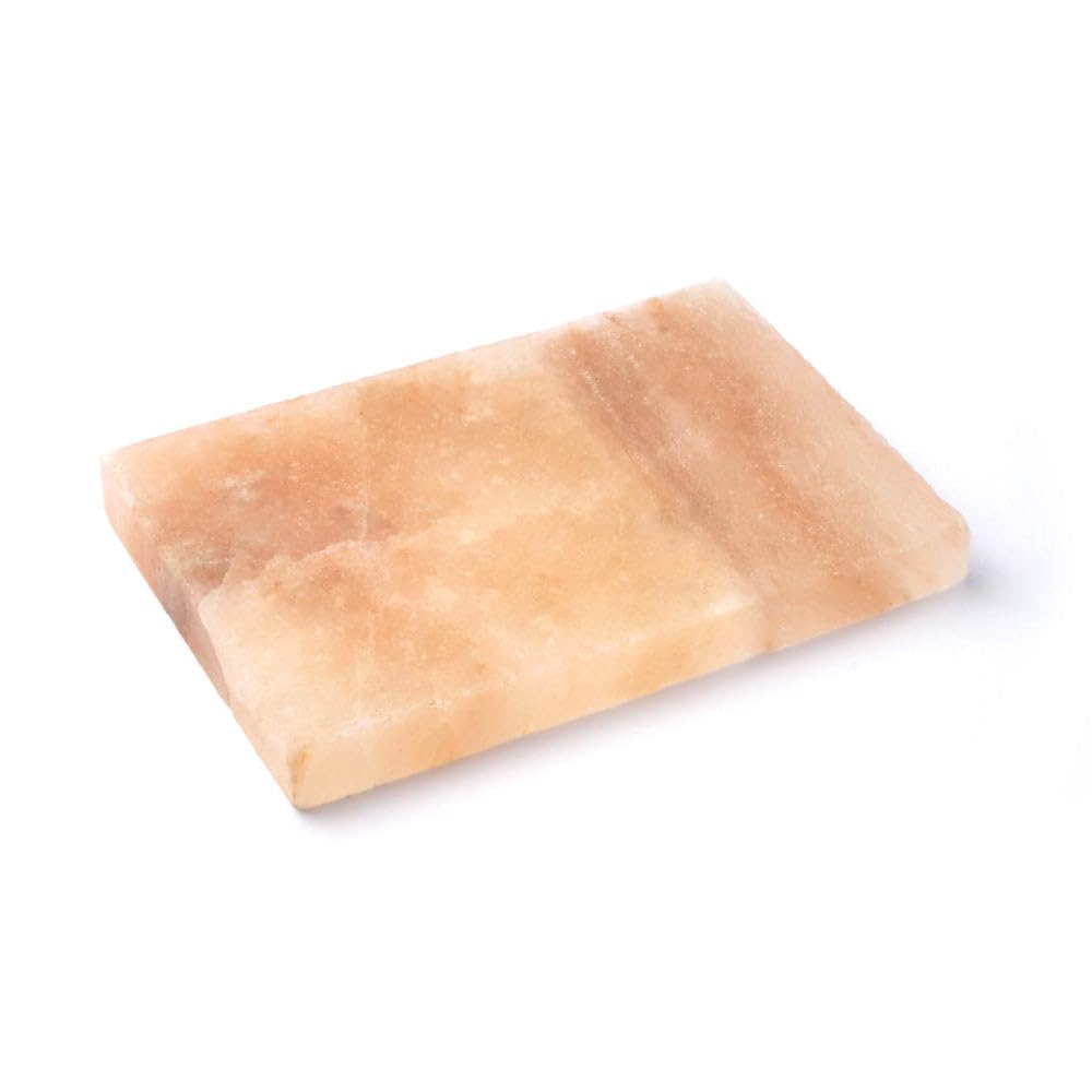 Bisetti Himalayan Salt Plate with Wood Stand - Black - Perfect for Grilling, Serving & Charcuterie Boards