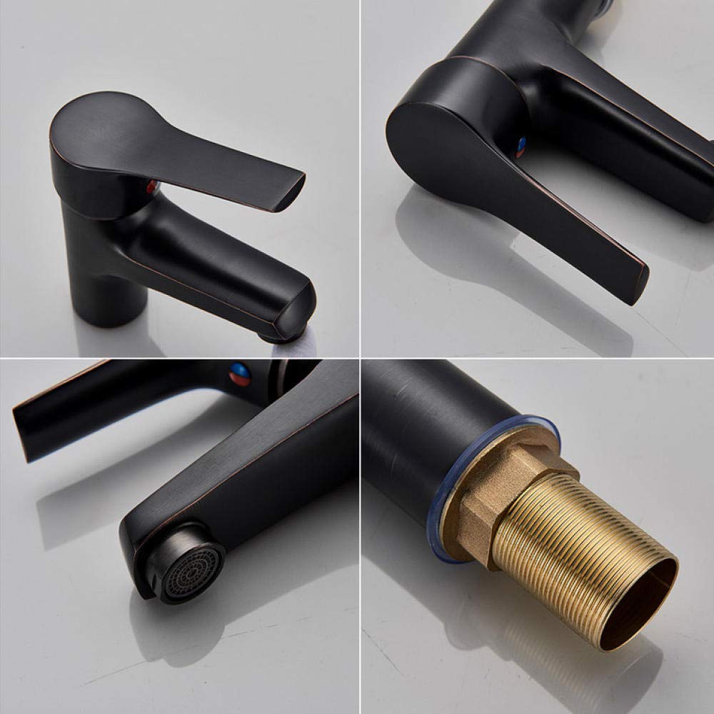 Elegant Black Bronze Brass Vessel Sink Faucet - Hot & Cold Water Bathroom Basin Mixer Tap for Modern Vanity & Powder Room Decor
