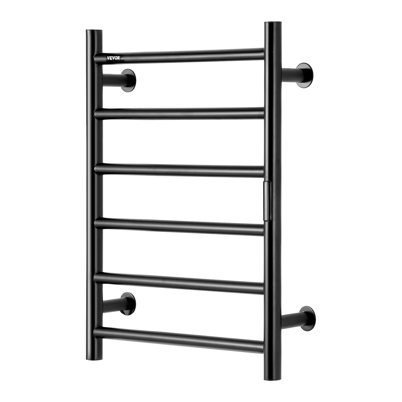 VEVOR 6-Bar Heated Towel Rack - Wall Mounted Bathroom Towel Warmer with Timer, LED Display & 5 Temperature Settings - IPX5 Waterproof Black Towel Heater for Spa, Luxury Hotels & Home Bathrooms