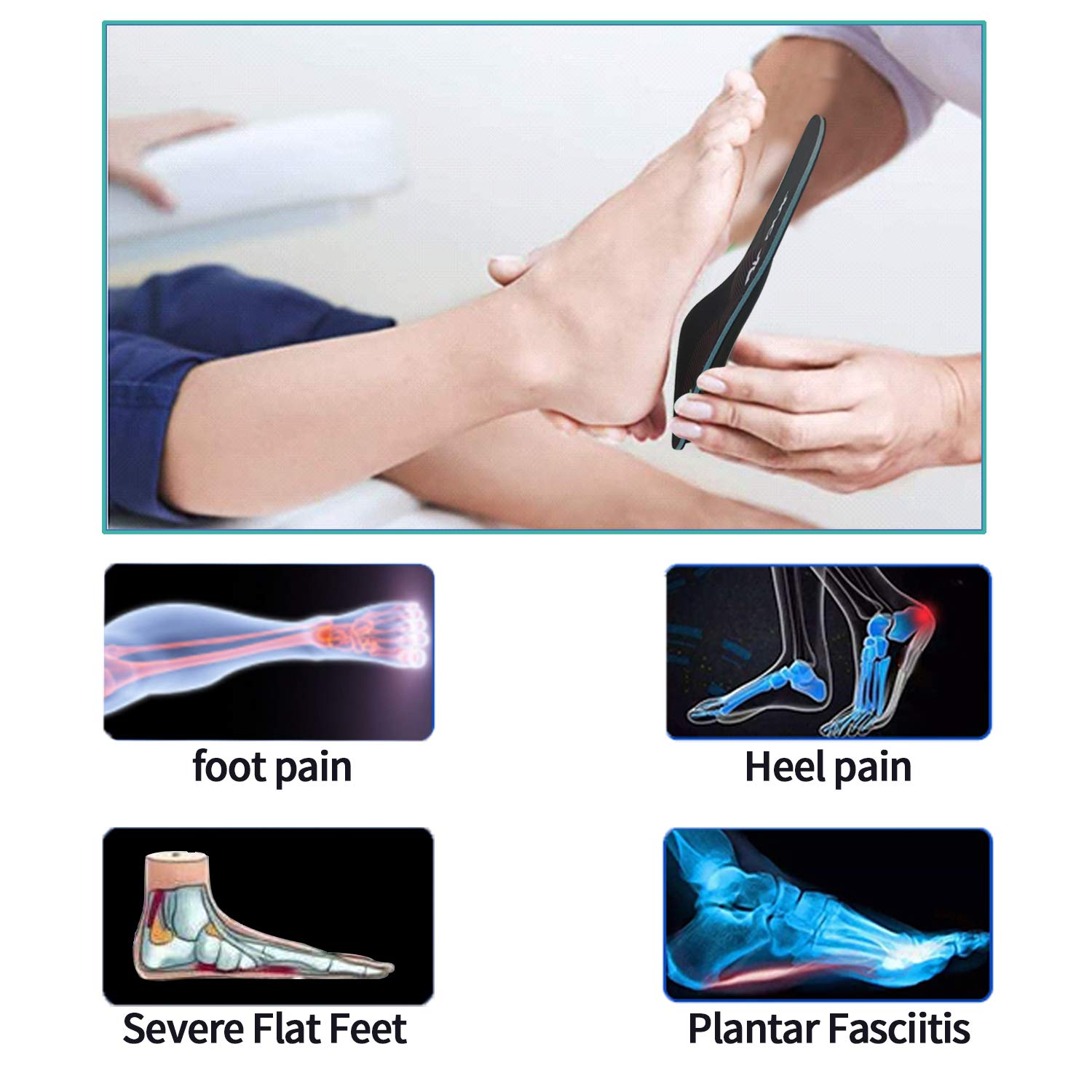 **Severe Flat Feet Arch Support Insoles - Orthotic Inserts for Plantar Fasciitis, Overpronation, Fallen Arches & Foot Pain Relief - Firm Support Shoe Insoles for Men & Women - Ideal for Running, Walking & Work Boots**