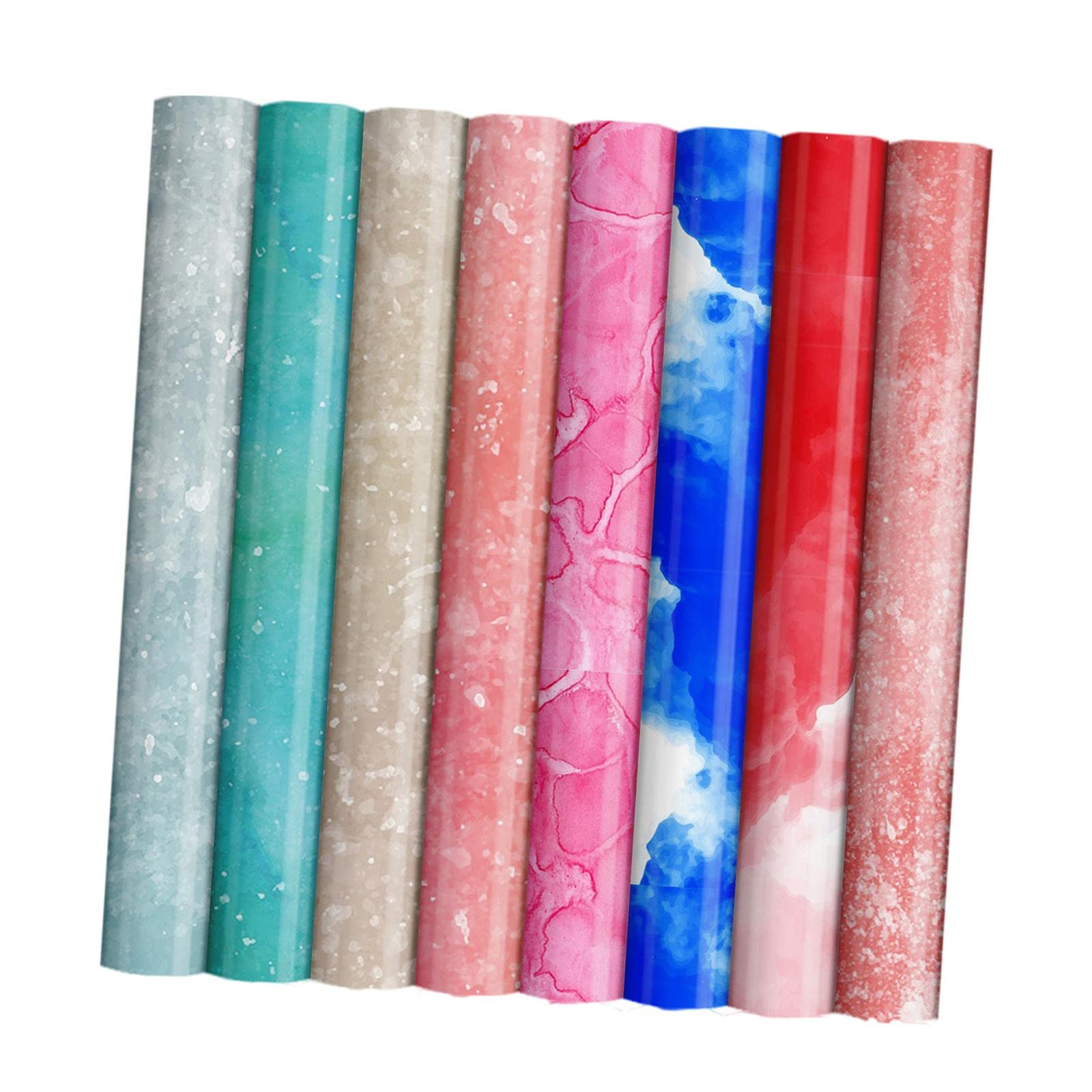 8 Rolls Holographic Heat Transfer Vinyl (HTV) for T-Shirts - Marble Pattern Vinyl Roll for Silhouette Cameo & Cutting Machines - DIY HTV for Custom Apparel, Bags & Crafts - Perfect for T-Shirt Design, DIY Projects & Personalized Gifts