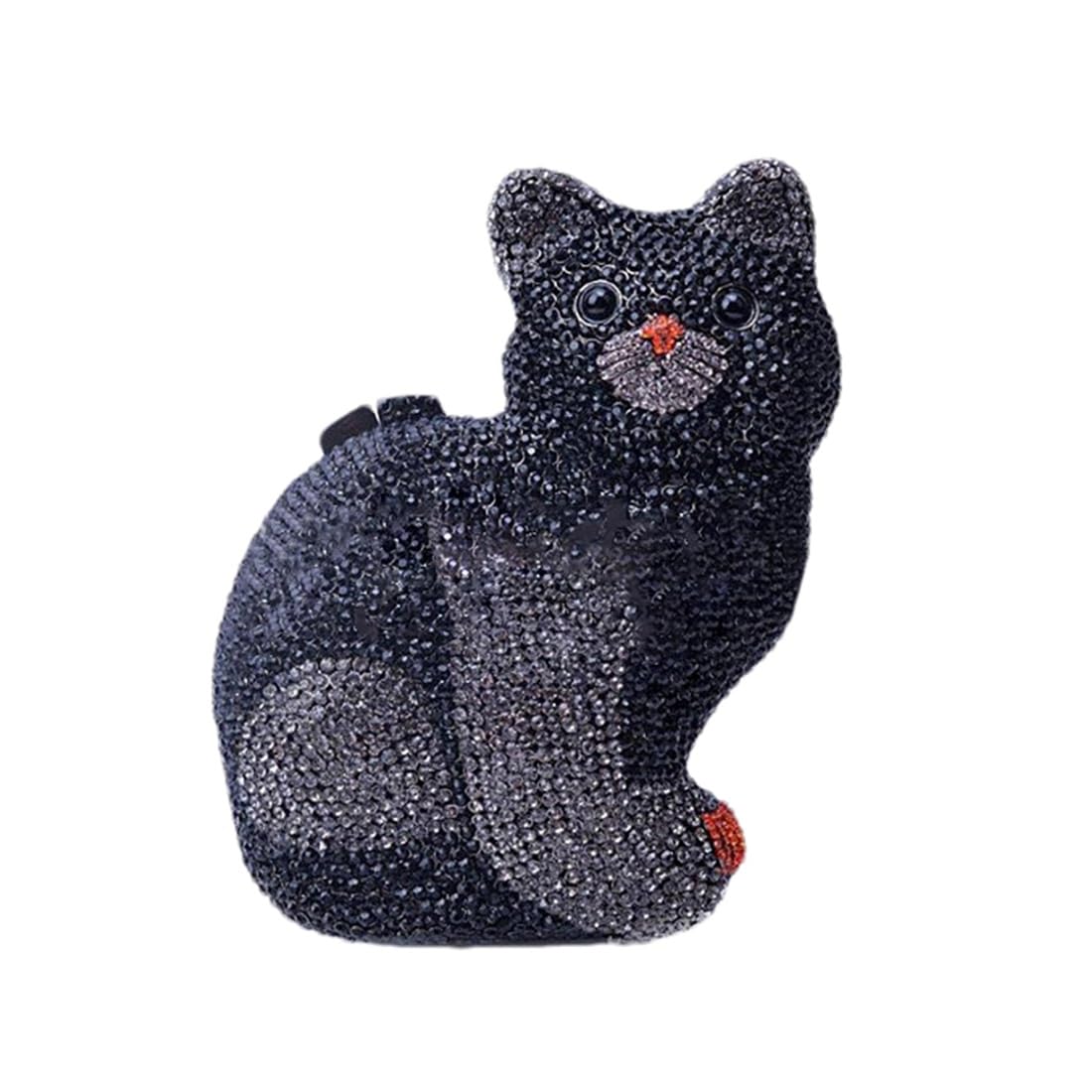 Sparkling Crystal Cat Shape Evening Clutch Bag - Rhinestone Crossbody Purse for Women, Cocktail Party, Wedding & Special Occasions