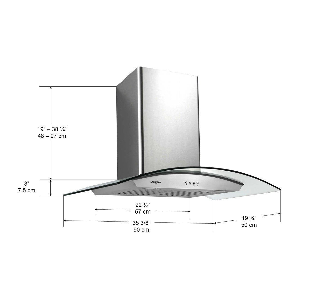 Tornado III 36 Inch Stainless Steel Range Hood - Powerful 900 CFM Kitchen Vent Hood with LED Lights, Quiet Operation - Perfect for Home Kitchens, Restaurants & Outdoor Grilling Areas