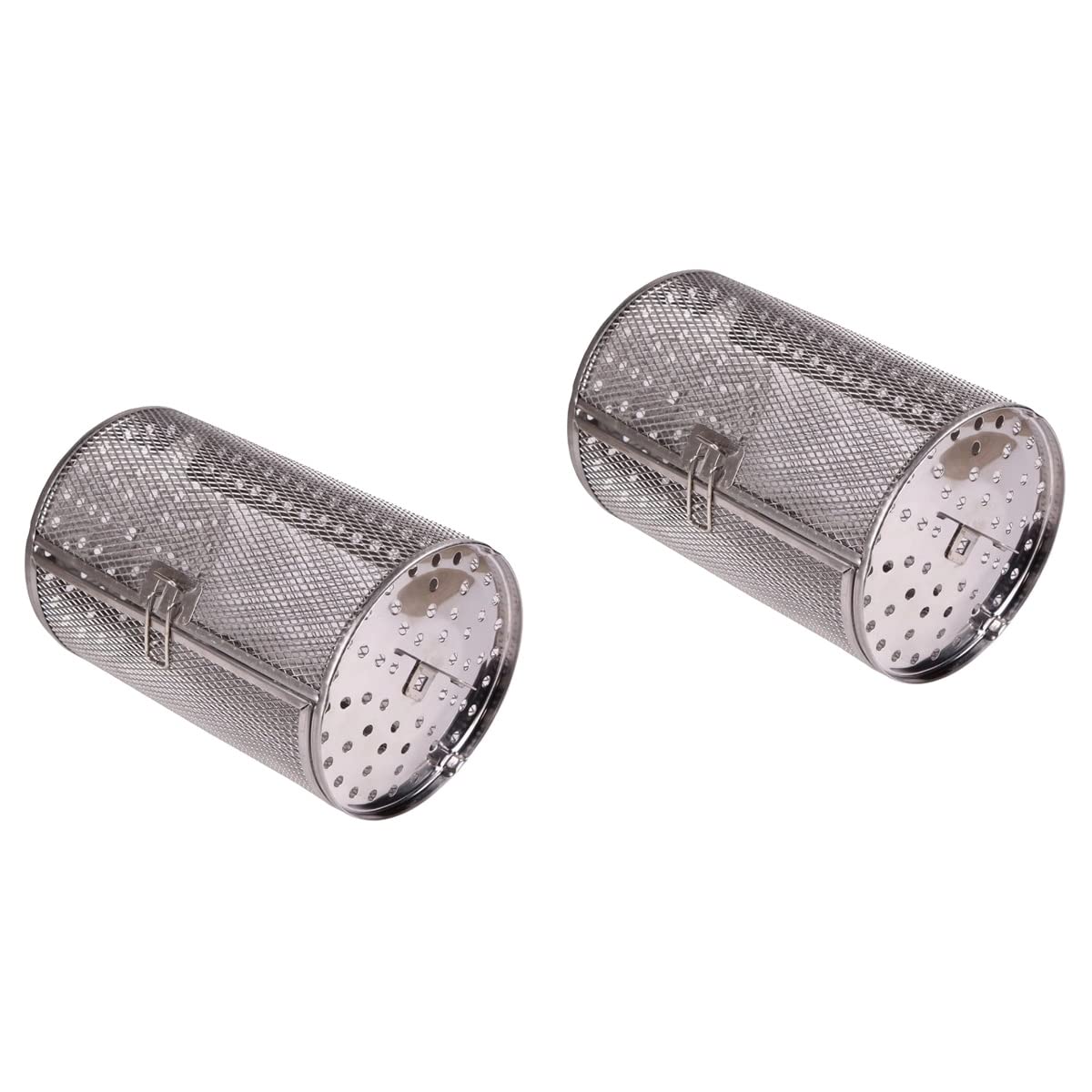 Stainless Steel Rotisserie Basket for Air Fryer & Oven - 2pcs BBQ Grill Roaster for Baking Nuts, Beans, Meat - Perfect for Home Kitchen, Camping & Outdoor Cooking