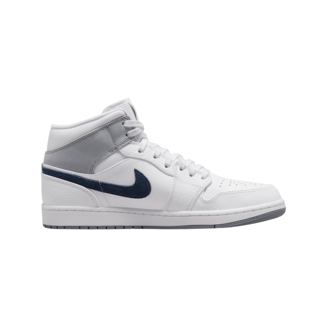 Air Jordan 1 Mid Sneakers - Paris White/University Red/Stealth/Midnight Navy Colorway - Perfect for Basketball, Streetwear & Casual Outfits