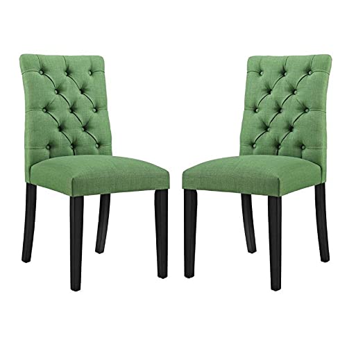 Home Square 2-Piece Fabric Upholstered Dining Side Chair Set in Green - Comfortable Kitchen & Dining Room Seating for Family Meals & Entertaining