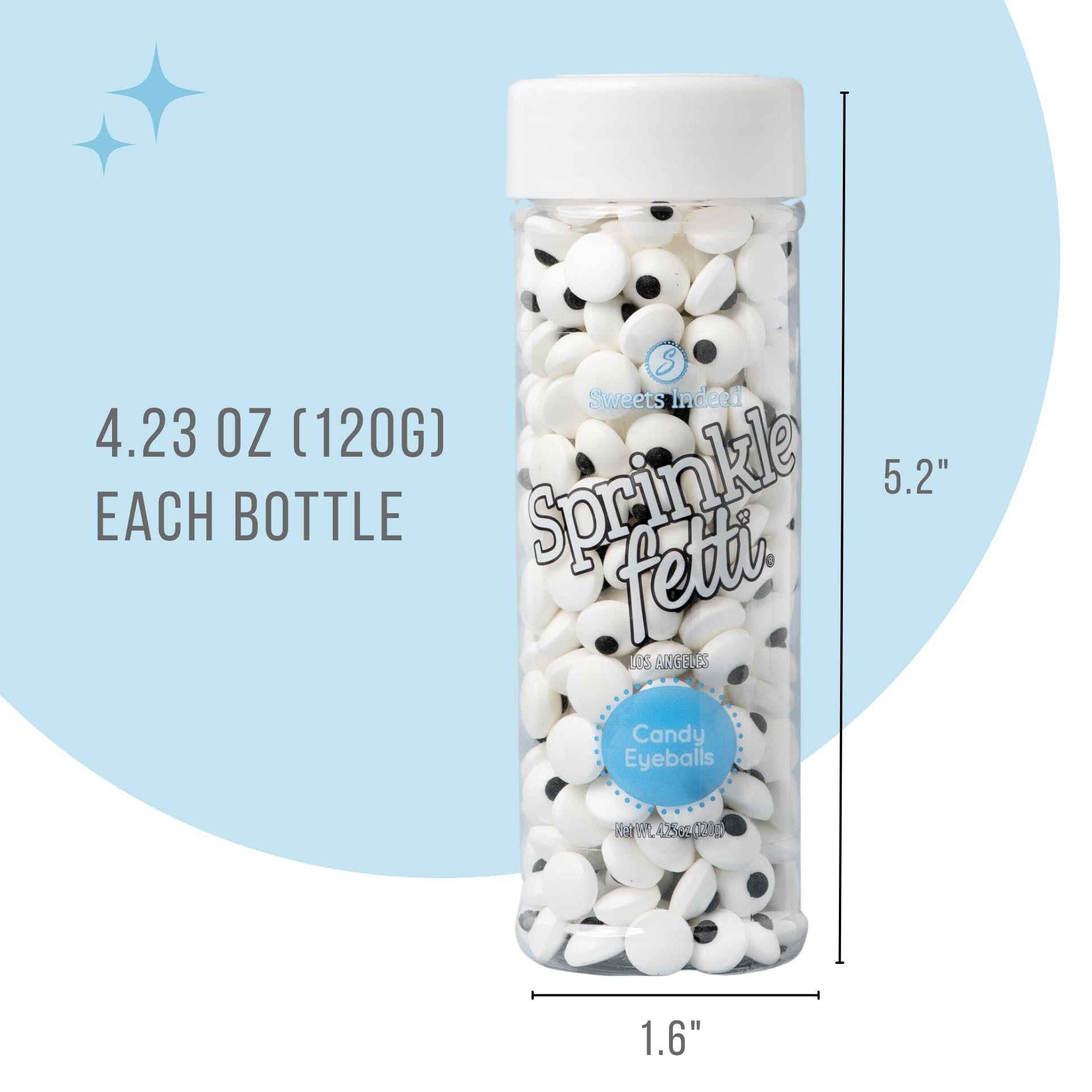 Sweets Indeed Bulk Candy Eyeballs - 300 Edible Eyes for Halloween, Cake Decorations, Baking, Ice Cream & Cookies - Fun Cupcake Toppers (4.23 oz) - Perfect for Parties, Spooky Treats & DIY Desserts