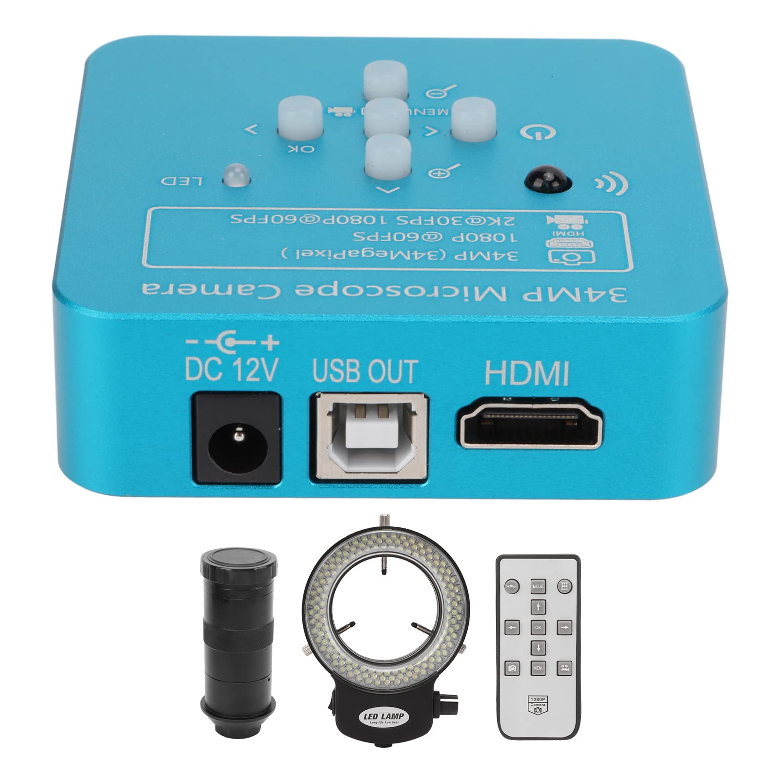 HD USB Microscope Camera - 34MP 10-130X Magnification with 144 LED Lights for Microelectronics, PCB Repair, Jewelry Inspection & Coin Collecting | Portable Digital Microscope for Hobbyists and Professionals