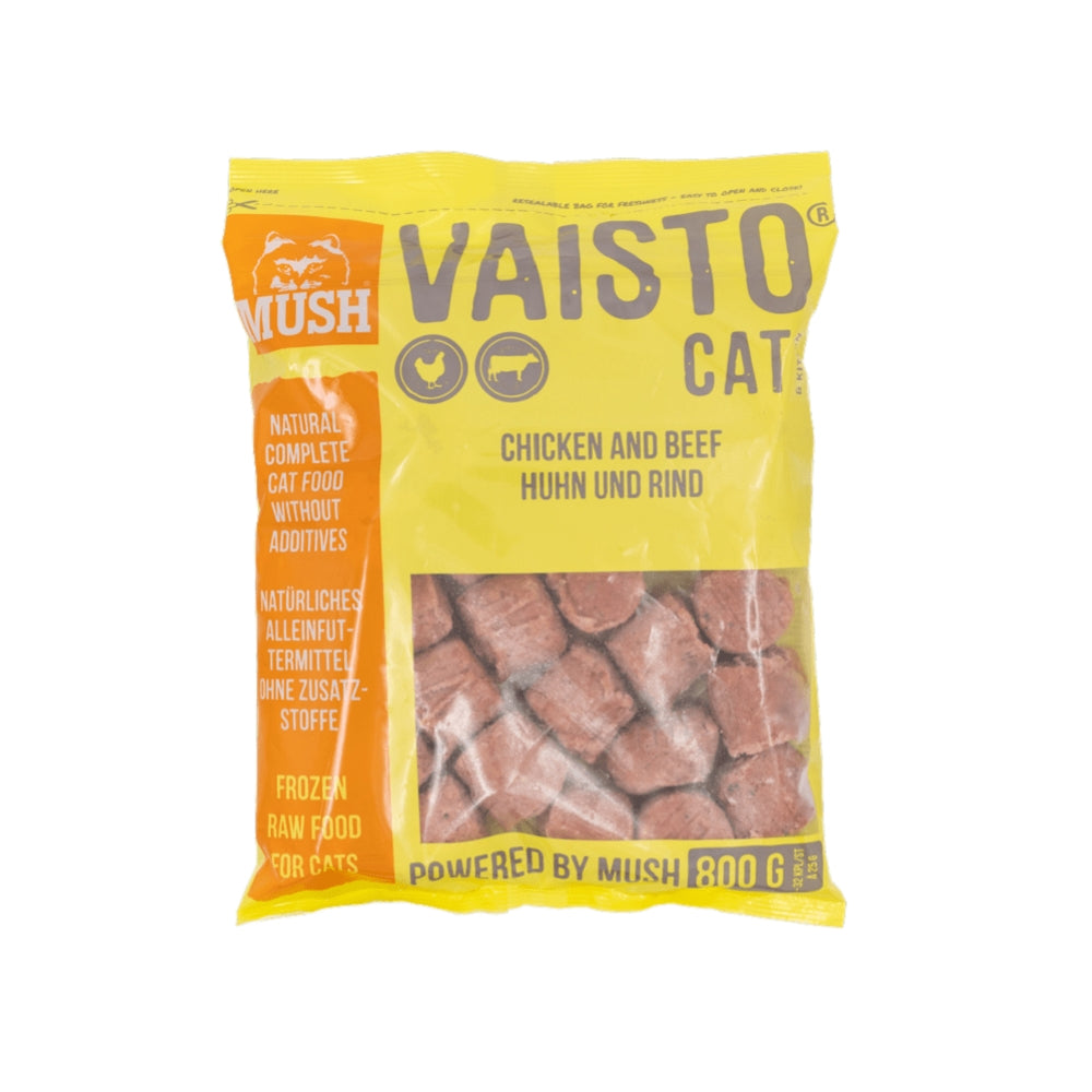 Premium Frozen Vaisto Chicken & Beef Raw Cat Food - Grain-Free, High-Protein Natural Diet for Cats - Perfect for Indoor & Outdoor Felines, Kittens to Senior Cats