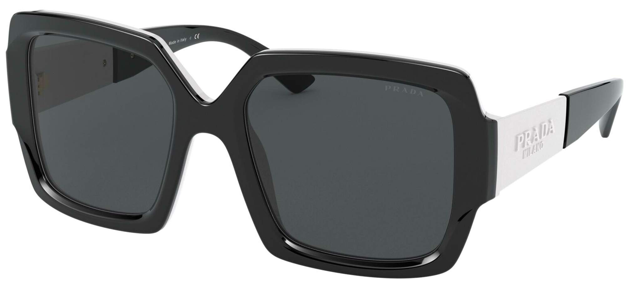 Prada PR 21XS Women's Sunglasses - Black, White & Dark Grey (54mm) | UV Protection & Polarized Lenses for Driving, Beach & Outdoor Fashion