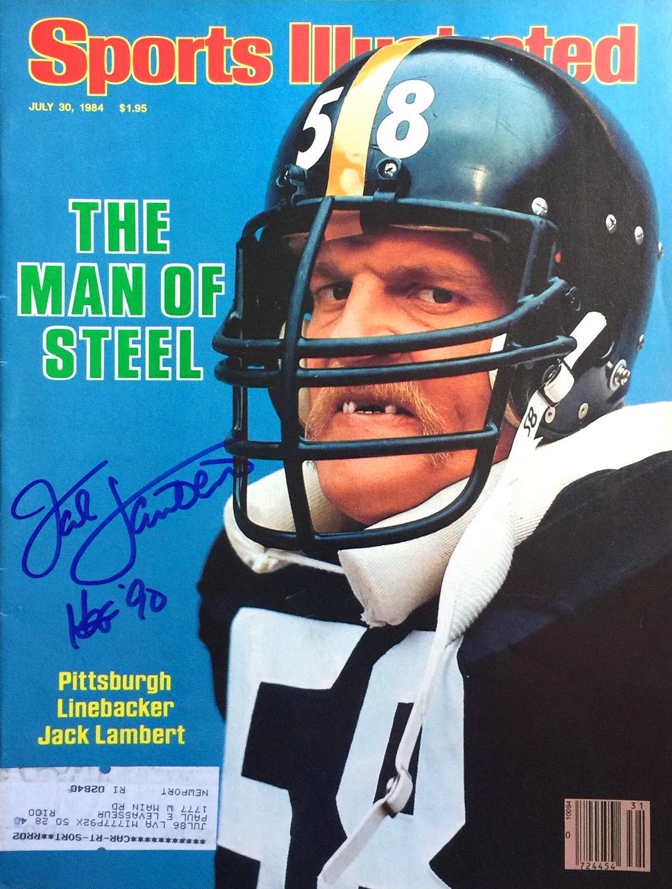 Jack Lambert Autographed Pittsburgh Steelers Sports Illustrated Magazine - July 30, 1984 Issue - NFL Collectible Memorabilia for Fans & Sports Enthusiasts - Perfect for Man Cave, Game Room Decor or Gift for Steelers Fans