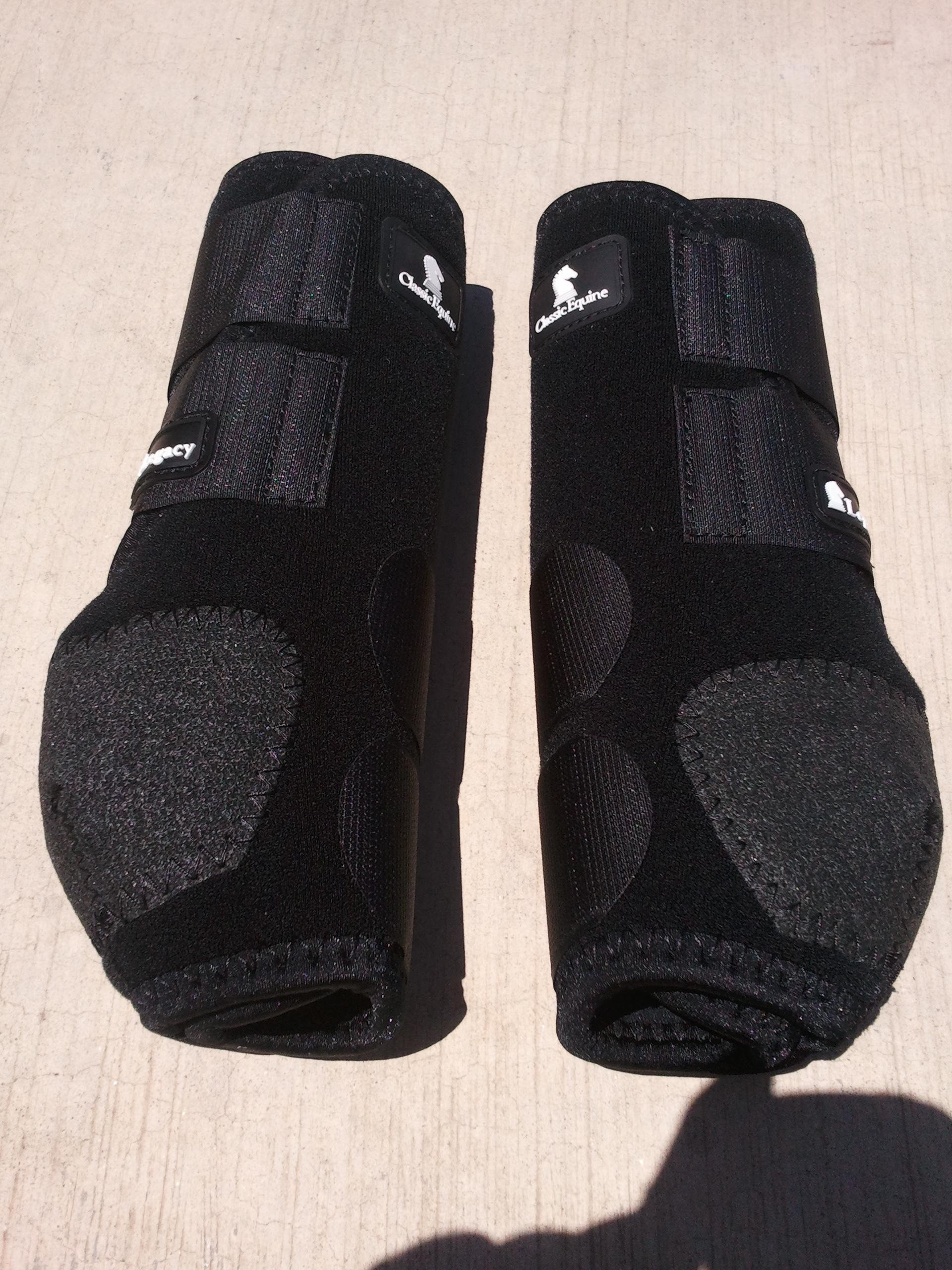 Classic Equine Legacy SMB Horse Boots - Hind Leg Protection for Jumping & Dressage (Black, Large) - Perfect for Training, Competition & Stable Use
