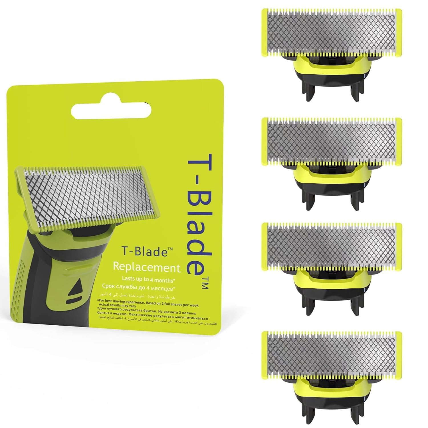 4-Pack Replacement Blades for Philips Norelco OneBlade - Compatible with OneBlade Replacement Heads - Precision Shaving Blades for Smooth Shaving - Perfect for Travel, Daily Use & Sensitive Skin Care