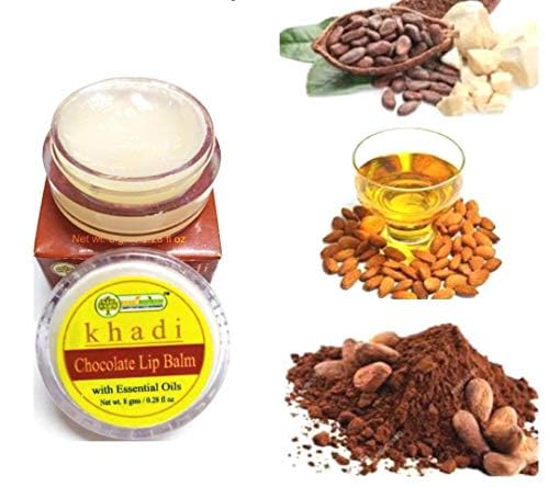 KHADI RISHIKESH Herbal Chocolate Lip Balm for Dry & Chapped Lips | Natural Moisturizing Treatment to Lighten Dark Lips | Soft & Supple Lip Care for Women & Men | 8GM Pack | Perfect for Daily Use, Travel & Winter Protection