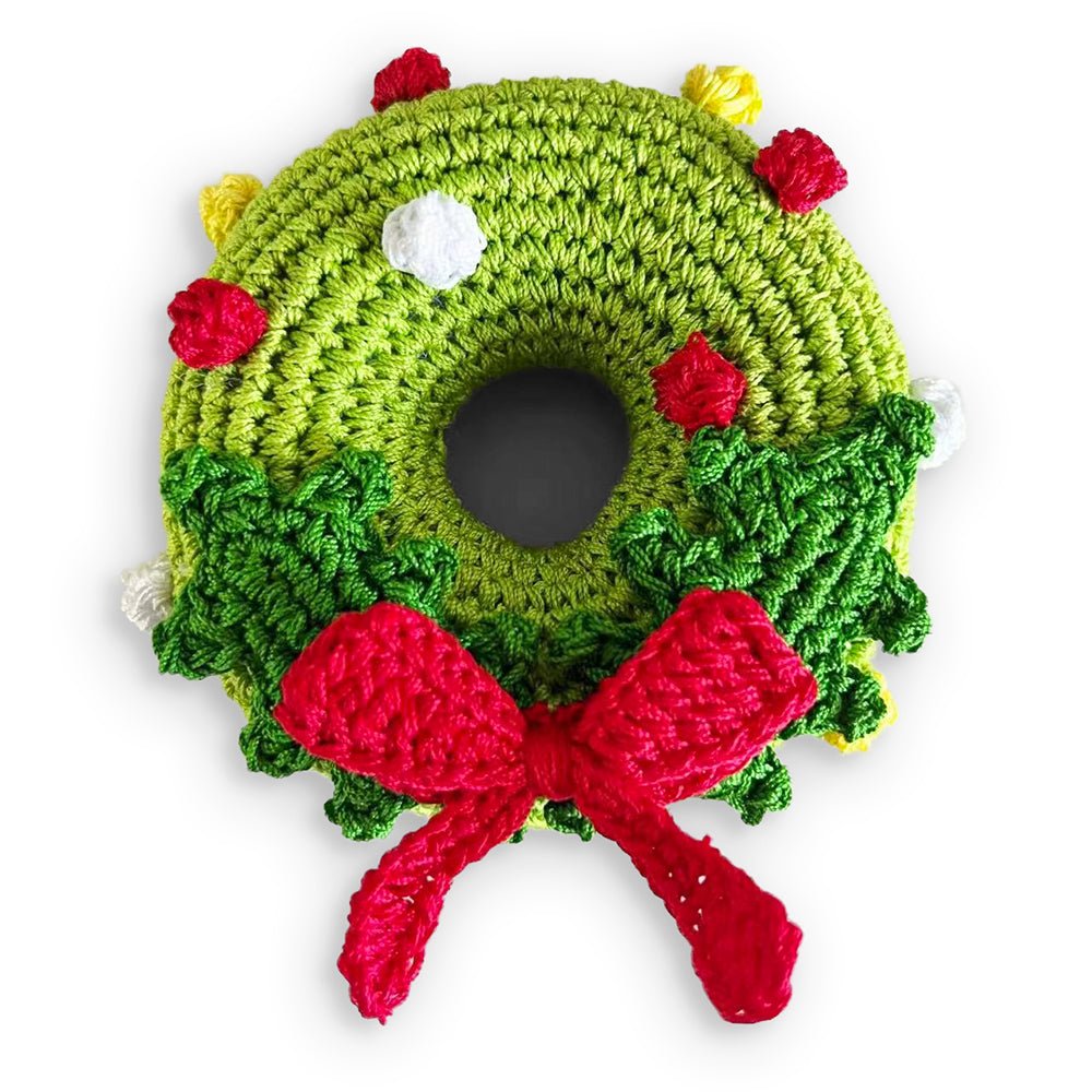 Handmade Crochet Christmas Wreath Toy - Festive Holiday Decoration for Tree, Door & Home Decor - Perfect Gift for Kids & Adults