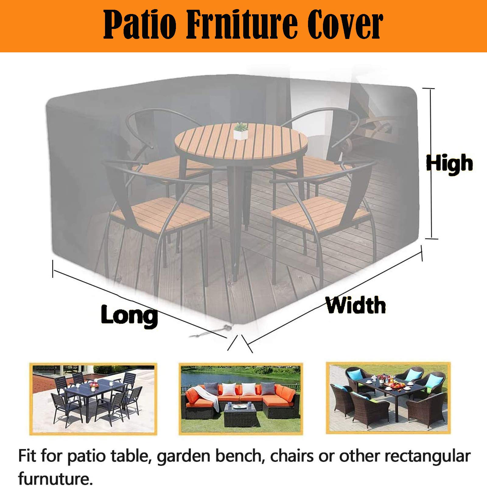 Waterproof Rectangle Patio Furniture Covers 96