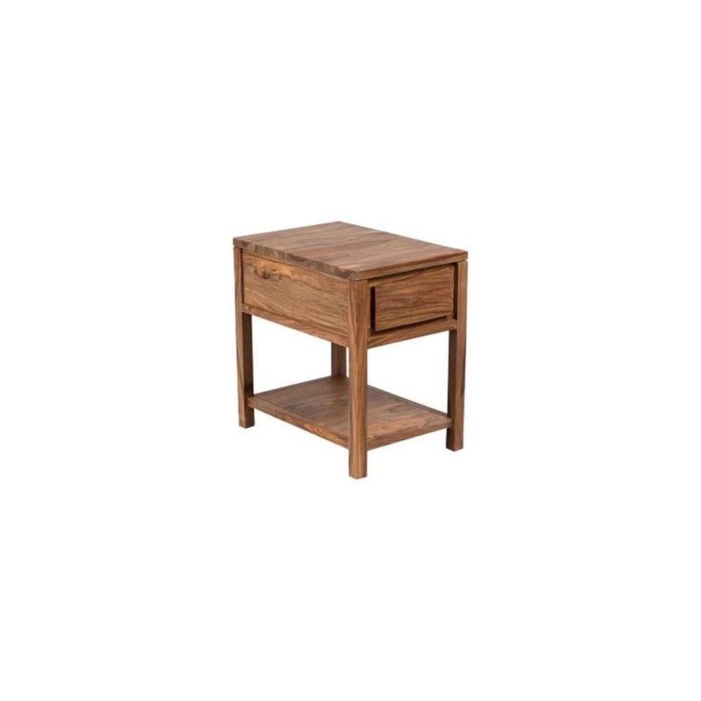 Mid-Century Modern Wood End Table with Drawer - Natural Brown Finish for Living Room, Bedroom & Office Decor