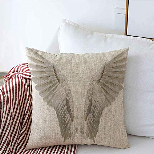 Decorative Pillow Covers 16x16 Inch - White Angel Wing & Black Goose Design, Abstract Avian Pattern Throw Pillows for Sofa, Couch & Bench Decor | Perfect for Living Room, Bedroom & Nursery Decorations