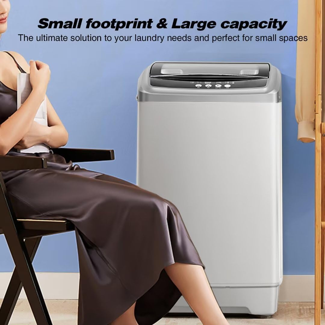 Portable Washing Machine 17.8 lbs - Compact Apartment Washer with 8 Water Levels & 10 Wash Programs - Perfect for Small Spaces, Dorms, RVs, and Tiny Homes - Easy Laundry Solution for Apartments & Travel