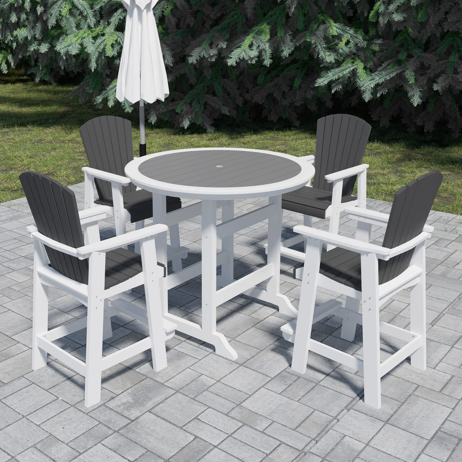 WILLIAMSPACE 2-Piece Patio Bar Stool Set - All-Weather Counter Height Bar Chairs with Back Support for Outdoor & Indoor Use - Perfect for Poolside, Garden, Kitchen, Bar, Deck and Patio Furniture