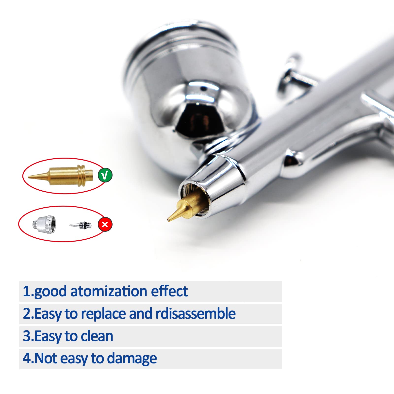 1/5HP Airbrush Compressor Kit with Dual-Action Gravity Feed Airbrush, Holder, Cleaning Brush & 6ft Hose - Perfect for Model Painting, Cake Decorating, Nail Art & DIY Crafts