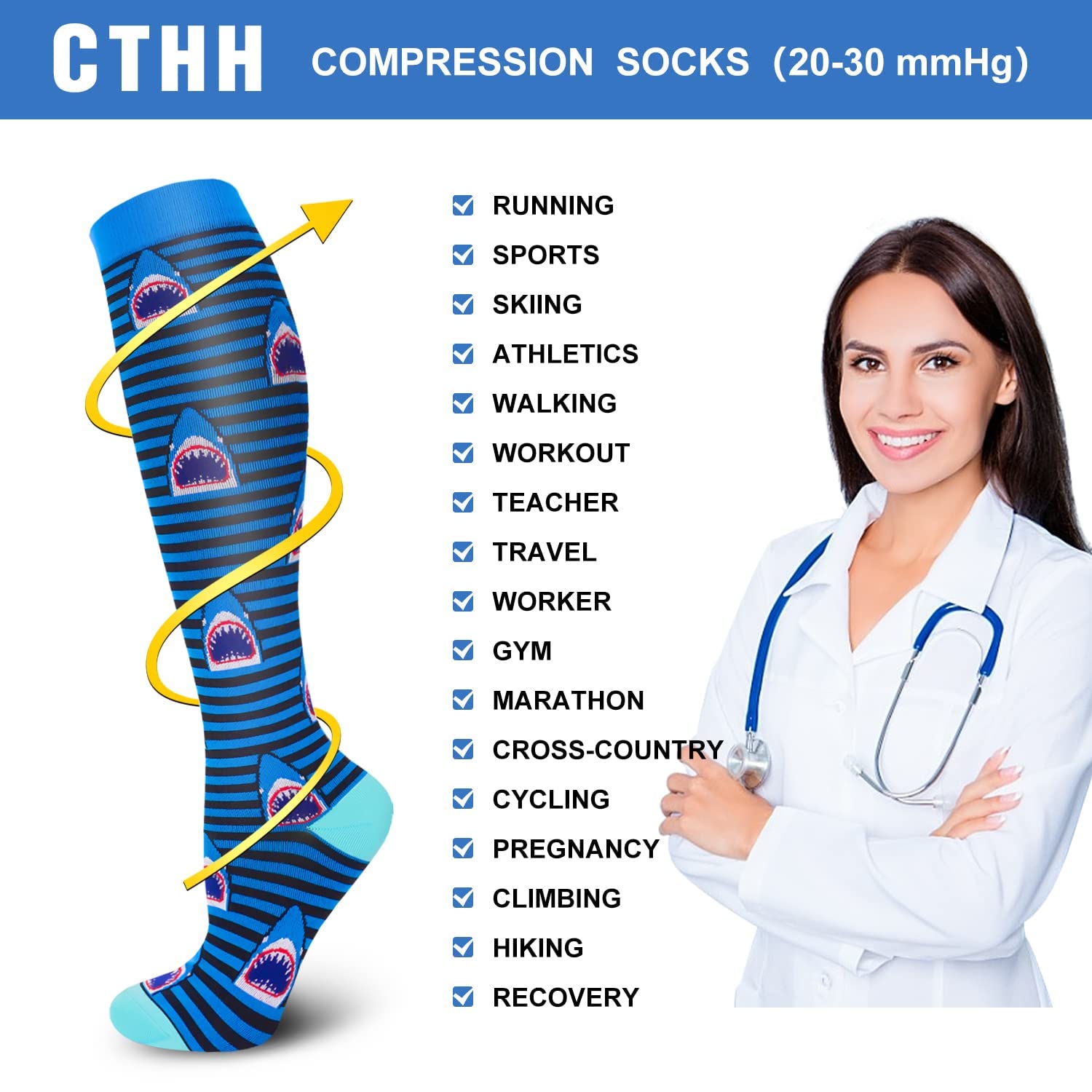 5/7 Pairs Medical Grade Compression Socks for Women & Men - 20-30 mmHg Support Stockings for Running, Nursing, Travel & Varicose Veins Relief - Improve Blood Circulation & Reduce Leg Swelling (Perfect for Athletes, Nurses & Frequent Flyers)