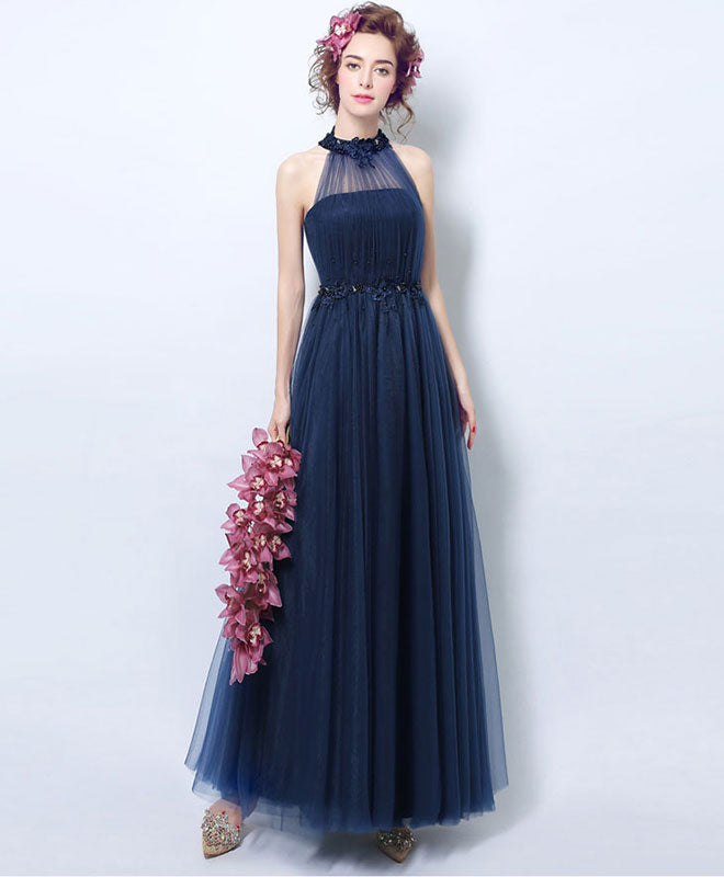 Elegant Blue Tulle Tea-Length Prom Dress for Women - Perfect for Evening Parties, Homecoming, and Formal Events
