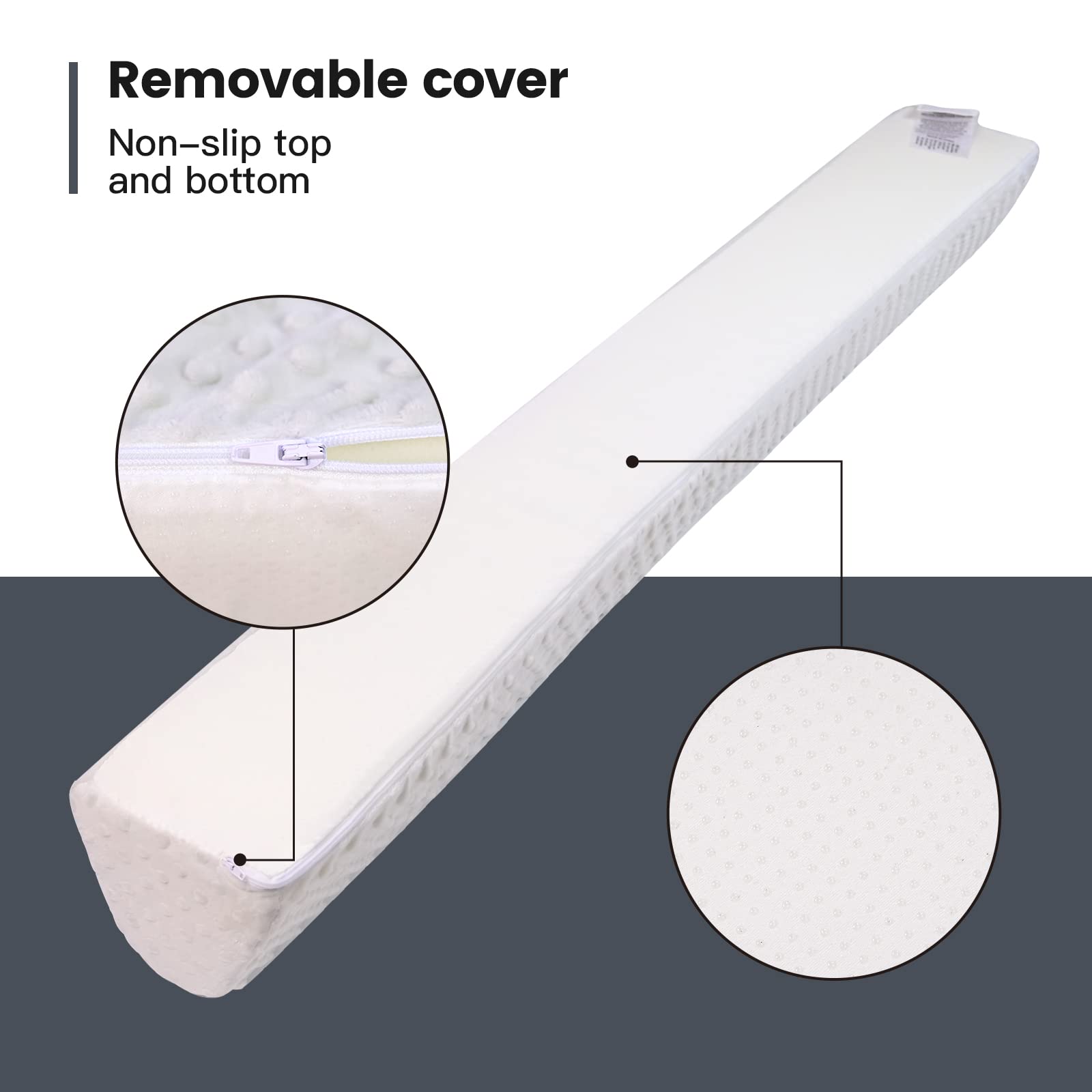 YENING Baby Bed Bumpers for Toddlers - Soft Foam Bed Guard Rail for Kids (Grey, 1-Pack) - Fits Twin, Full, Queen & King Size Beds - Perfect for Nursery, Daycare & Child Safety
