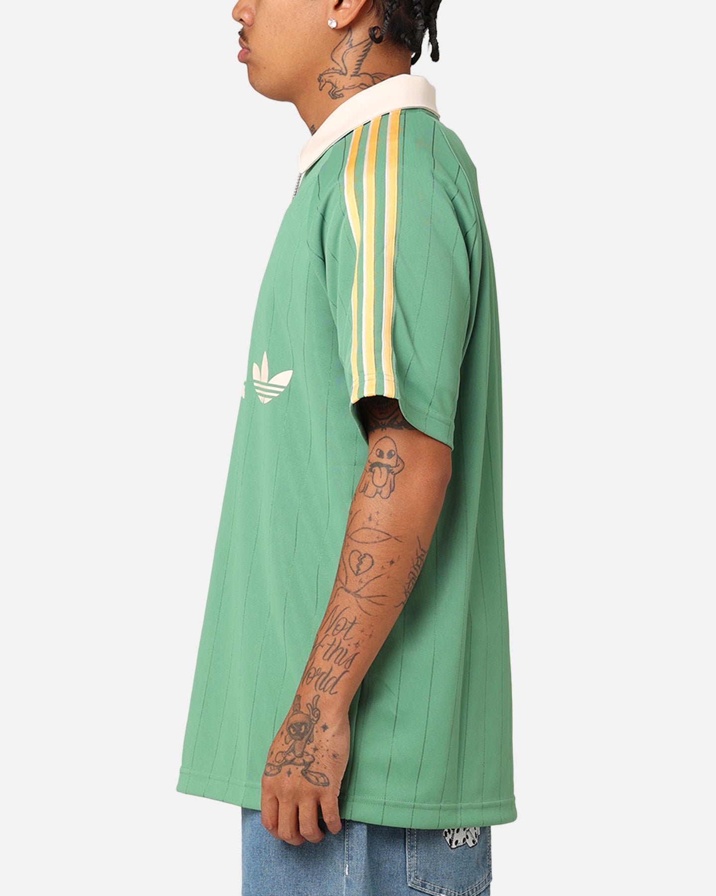 Adidas Pinstripe Jersey - Vintage Green Soccer Shirt for Men | Authentic Preloved Football Jersey for Training & Match Days