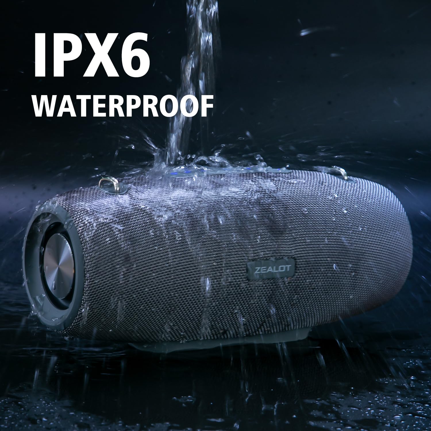 ZEALOT 75W Bluetooth Speaker - IPX6 Waterproof Wireless Portable Speaker with 20H Playtime, EQ, Stereo Sound & Punchy Bass - Perfect for Outdoor Parties, Home, Beach & Travel (Grey)