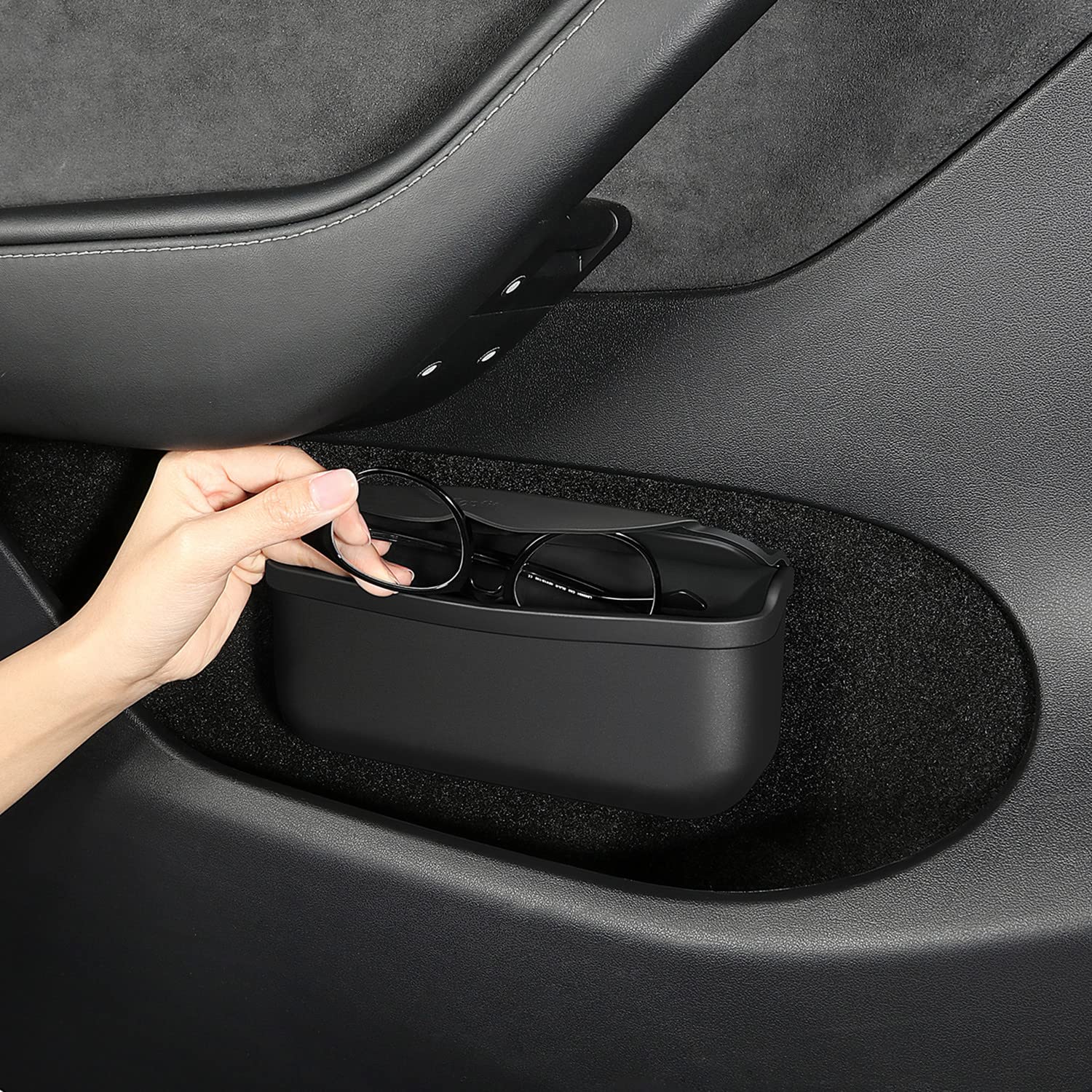 Tesla Model Y & 3 Silicone Storage Organizer Tray - Non-Slip Glasses Holder & Hidden Compartment for Sunglasses, Phones, Keys - Interior Accessories for Car Organization & Daily Essentials Storage