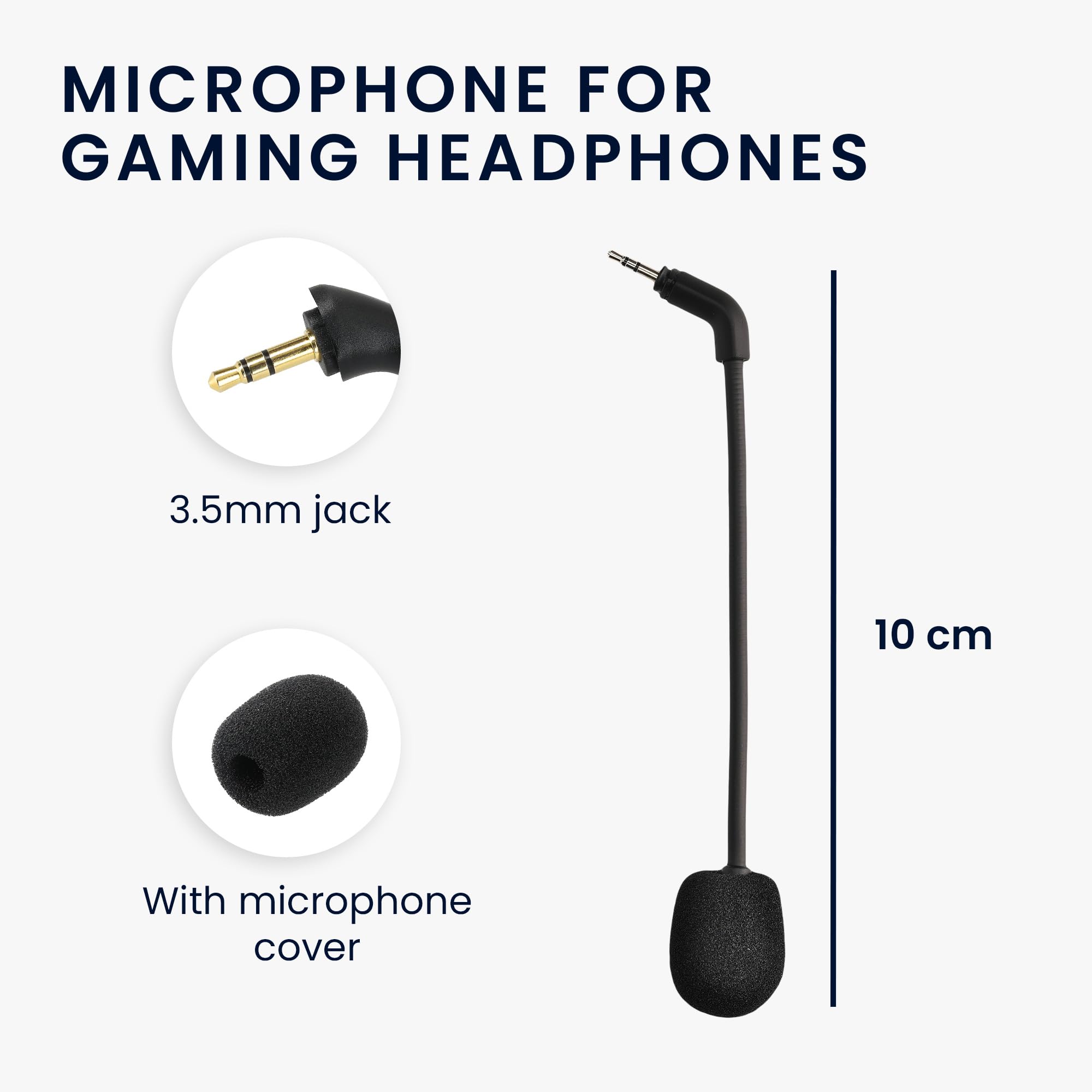 kwmobile Replacement Microphone for TurtleBeach Recon 500 Gaming Headset - 3.5mm Jack Cable - Black - Perfect for Online Gaming, Streaming & Voice Chat