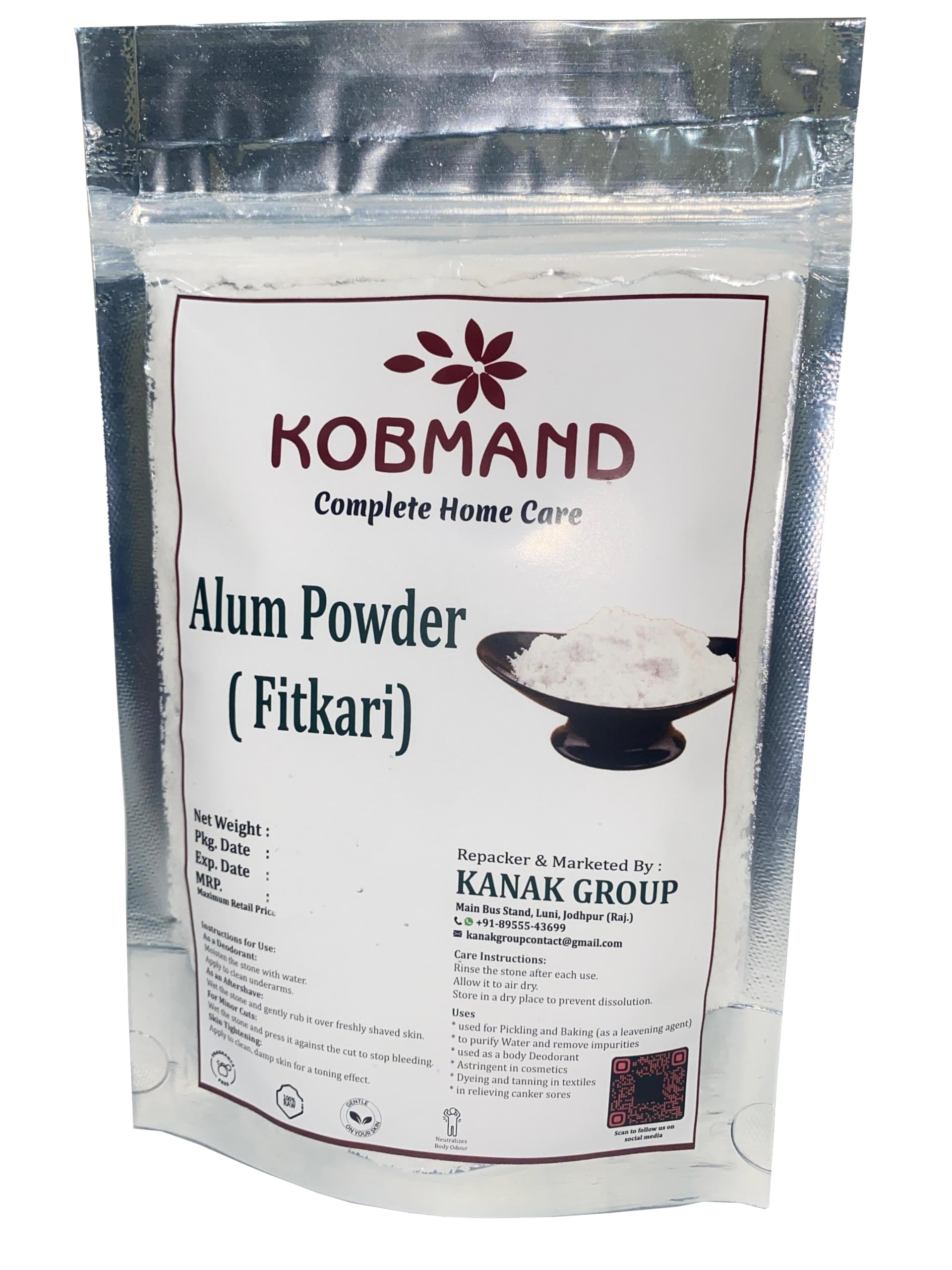 Pure Natural Alum (Fitkari) Stone Powder 200g - Gentle & Effective Aftershave, Skin Care, Water Purification & Natural Deodorant | Alternative to Chemical After Shave Lotion | Perfect for Daily Grooming, Acne Treatment & Fresh Underarms