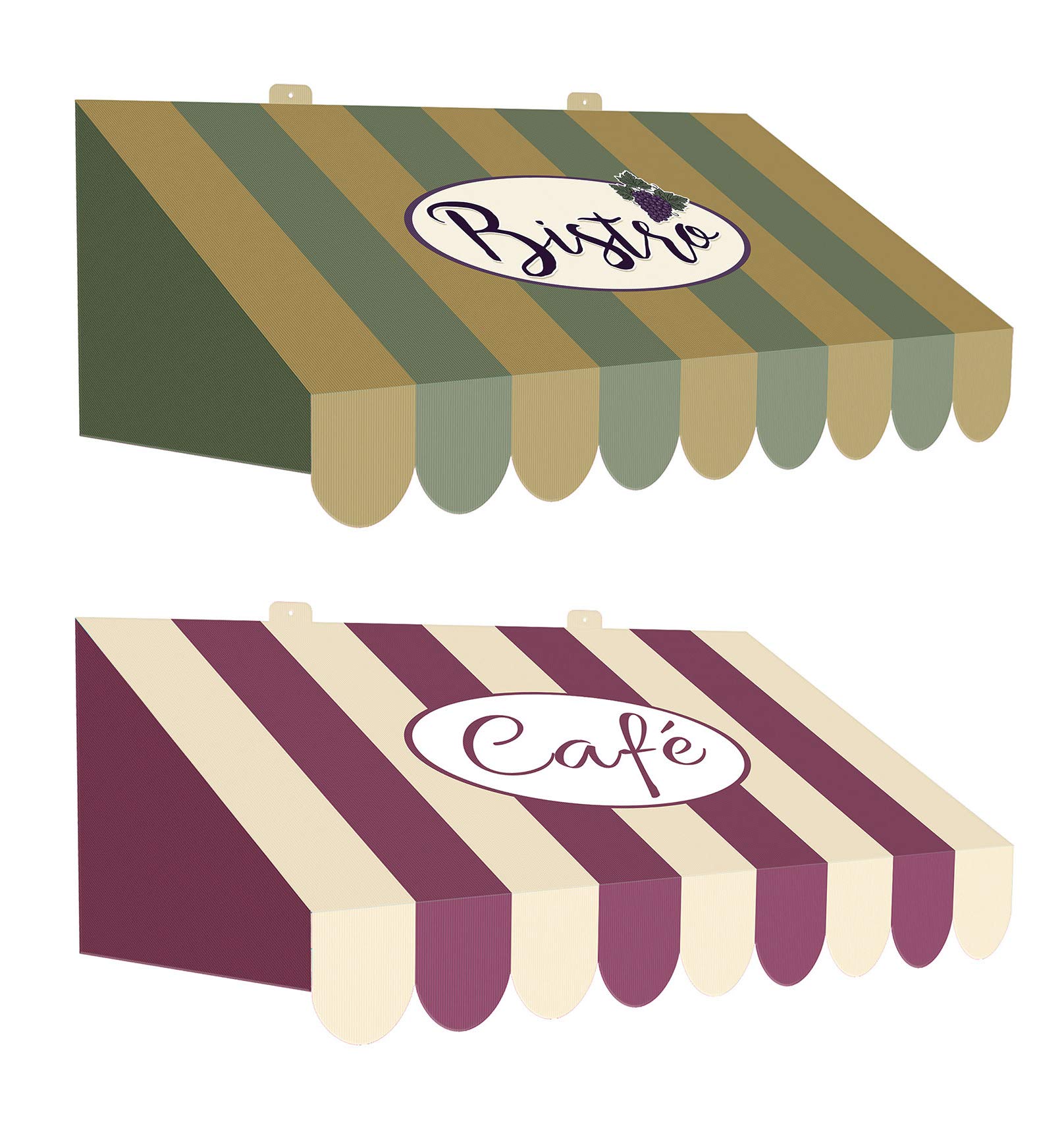 Beistle 3D Italian Awning Wall Decor - 2-Piece Cardstock Paper Restaurant Decorations (24.75