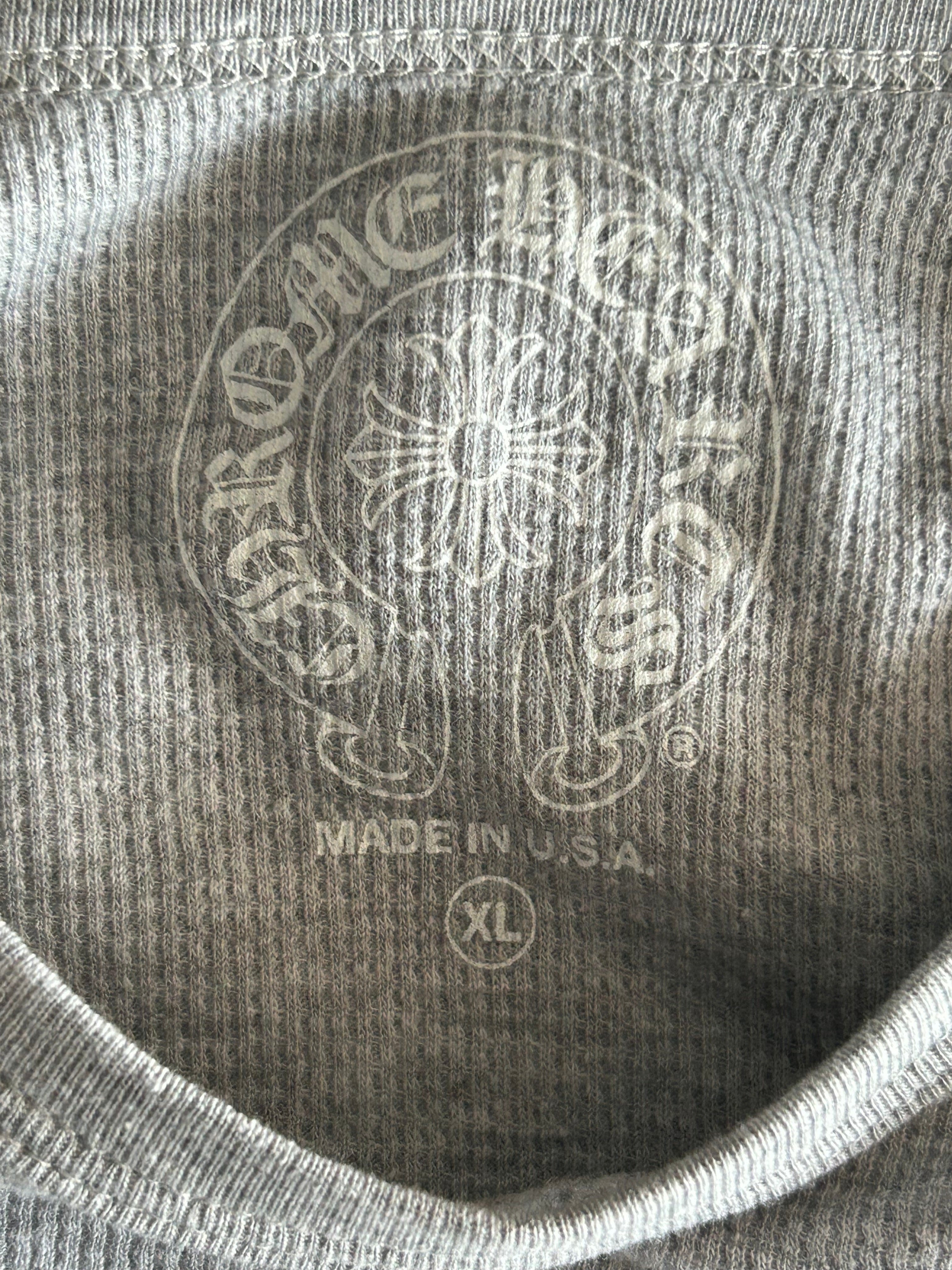 Chrome Hearts Grey & Black Thermal Long Sleeve T-Shirt for Men - Warm Winter Base Layer & Stylish Casual Outfit