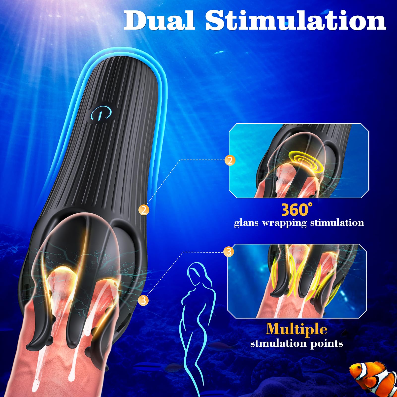 Premium Male Sex Toys - 10-Speed Penis Vibrator & 6-Tentacle Stroker for Men, 360° Wrapped Training Masturbator with Tongue-Licking Modes - Perfect for Solo Play, Couples Use & Sensual Exploration (Adult Toys for Men & Women)