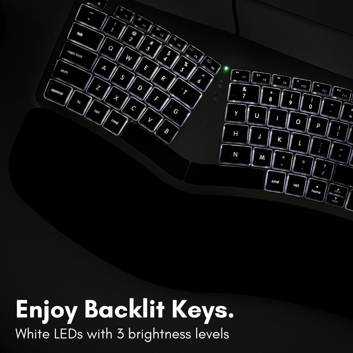 Macally Wired Ergonomic Keyboard for Mac - Backlit Apple Keyboard with Comfort Wrist Rest | Compatible with MacBook Pro/Air, iMac, Mac Mini | Perfect for Office Work, Gaming & Long Typing Sessions