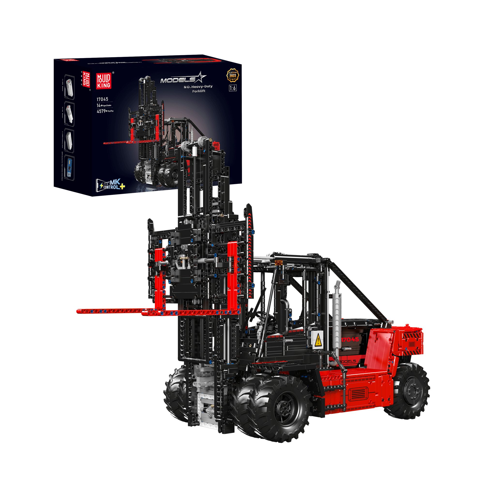 Mould King 17044/17045 Heavy Duty Forklift Remote Control Building Blocks Set - 4579 PCS STEM Construction Toy for Adults & Kids | DIY Engineering Model for Home, Office & Warehouse Play